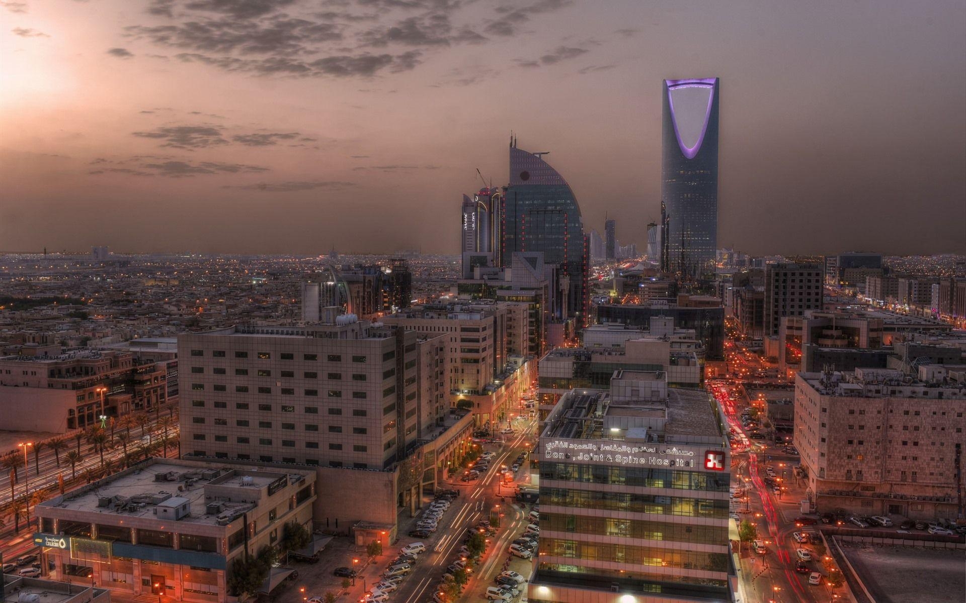 Riad, Nacht, Hochhäuser, Saudi-Arabien, Skyline, 1920x1200 HD Desktop