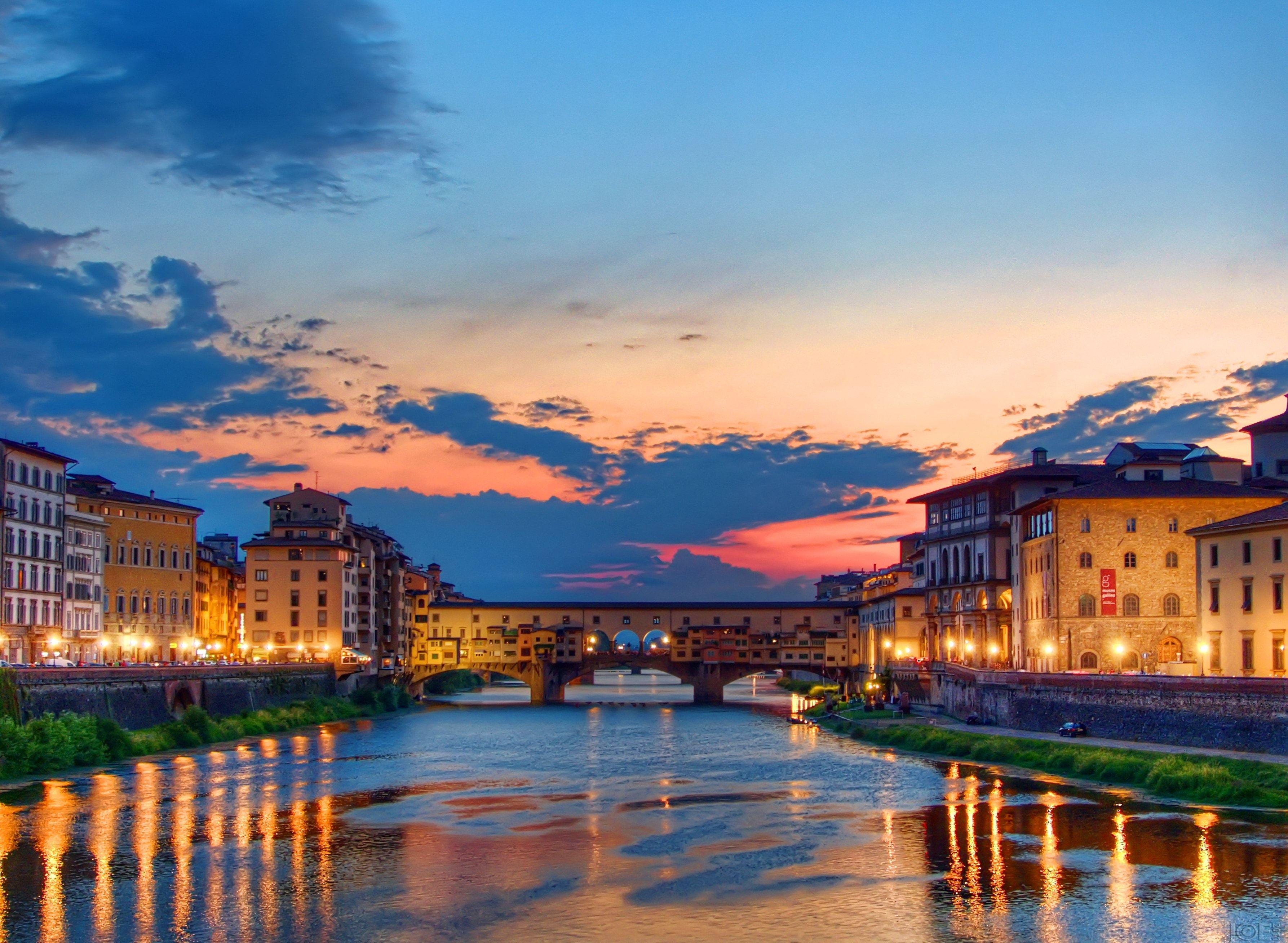 Ponte Vecchio, Italien, Sonnenuntergang, Florenz, Architektur, 3580x2620 4K Desktop