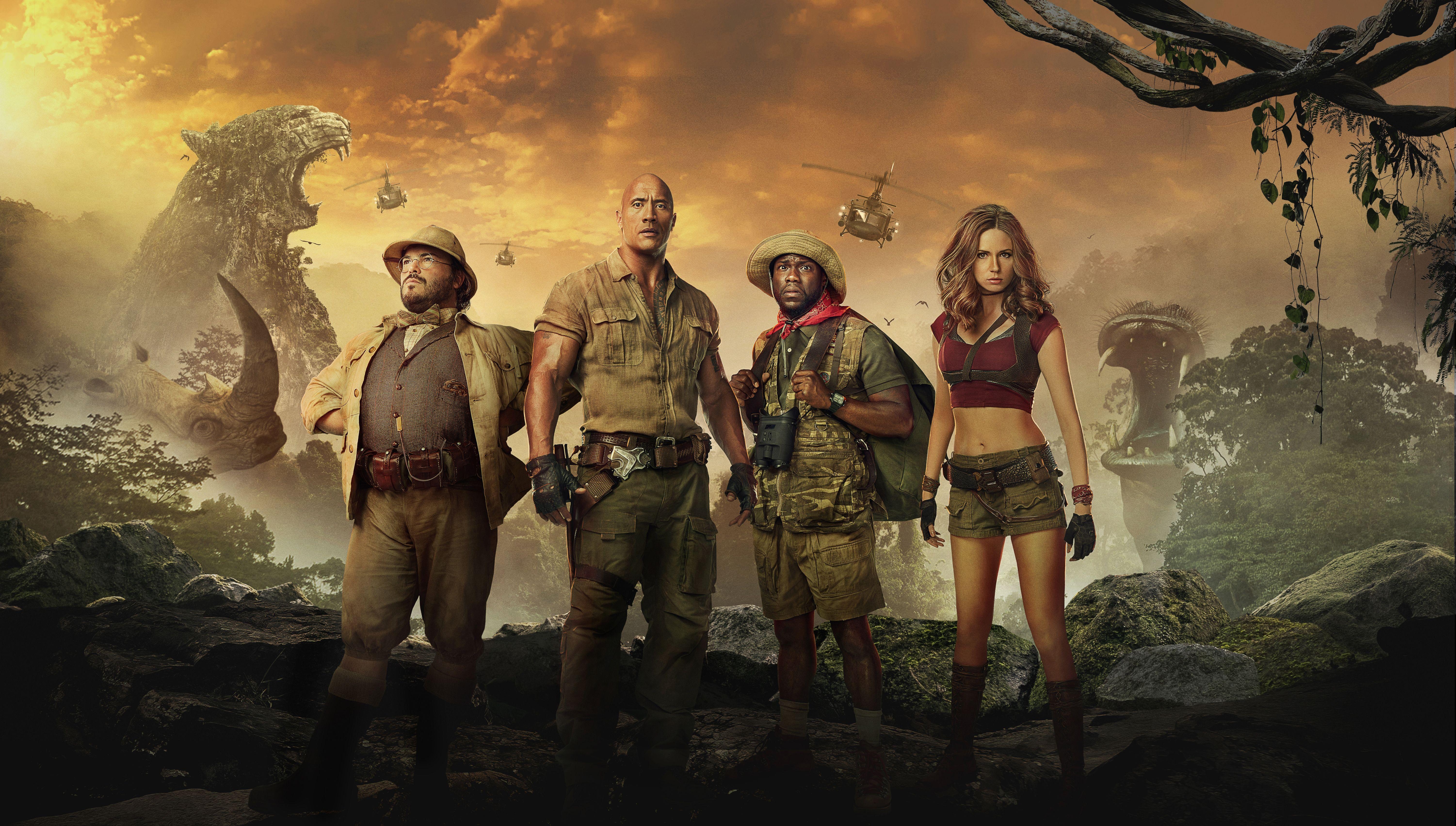 Jack Black, Jumanji, Willkommen im Dschungel, Dwayne Johnson, Film, 6010x3410 4K Desktop