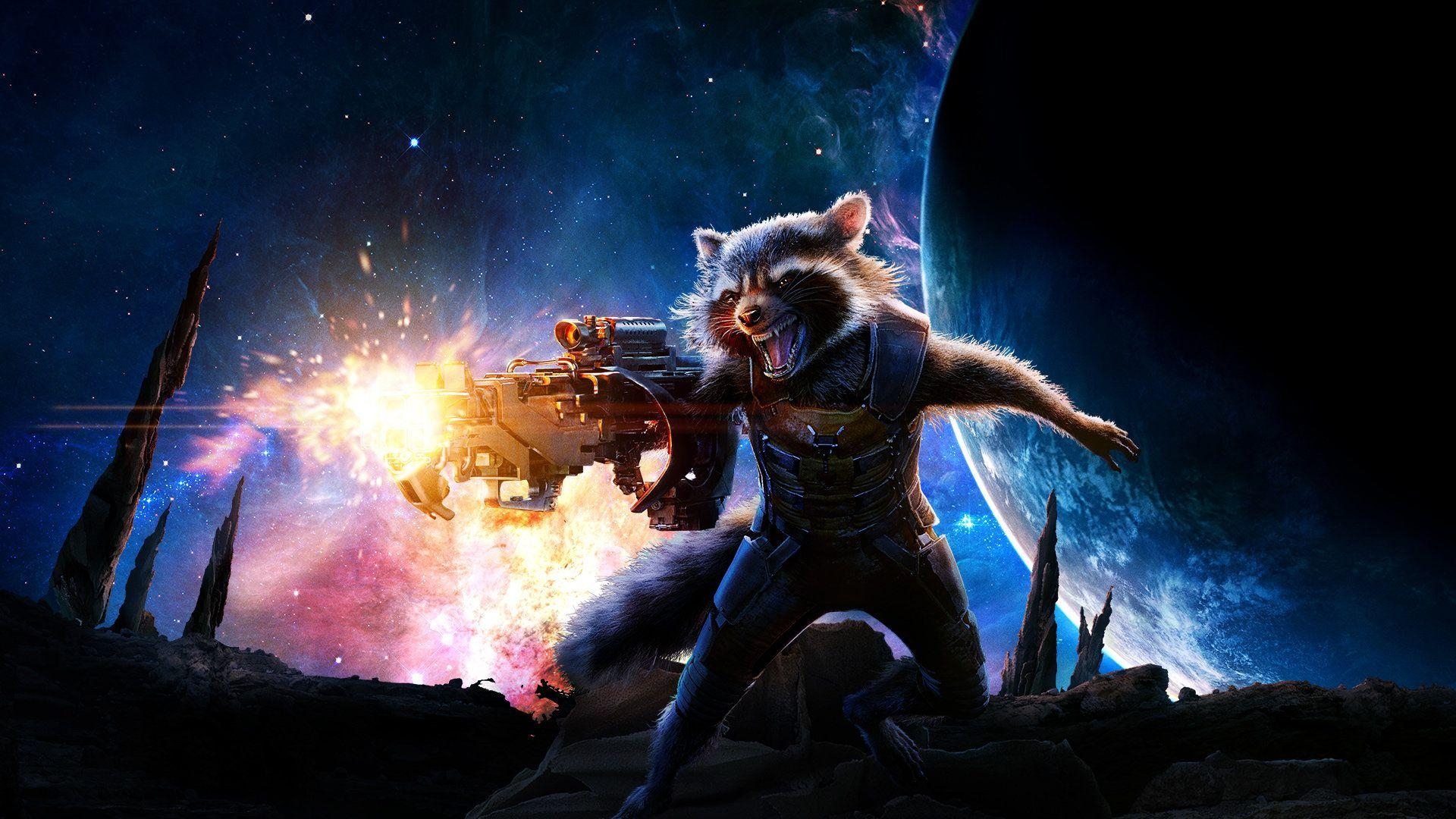 Marvel, Rocket Raccoon, Hintergrund, Superheld, Film, 1920x1080 Full HD Desktop