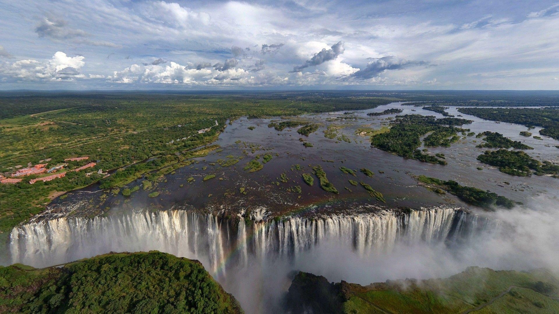 Victoriafälle, Zambezi, Landschaft, Wasserfall, Bäume, 1920x1080 Full HD Desktop