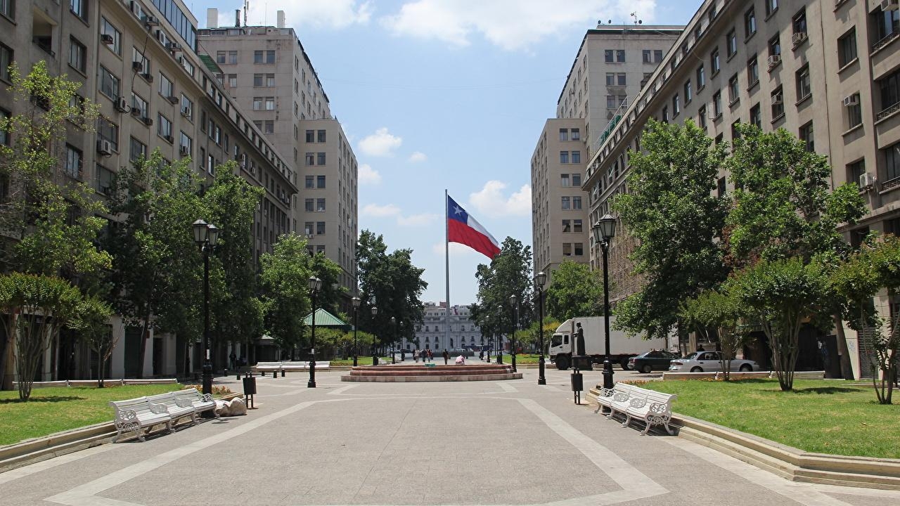 Santiago, Chile, HD, Flagge, Gebäude, 1280x720 HD Desktop