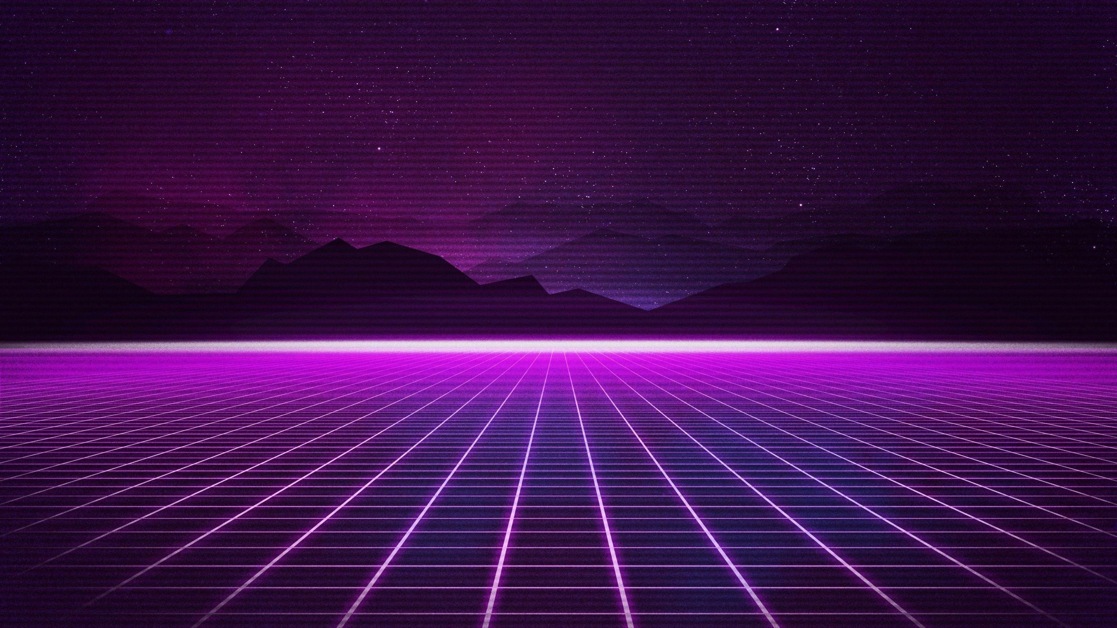 Retrowave, Linien, Berge, 4K, Hintergrund, 3840x2160 4K Desktop