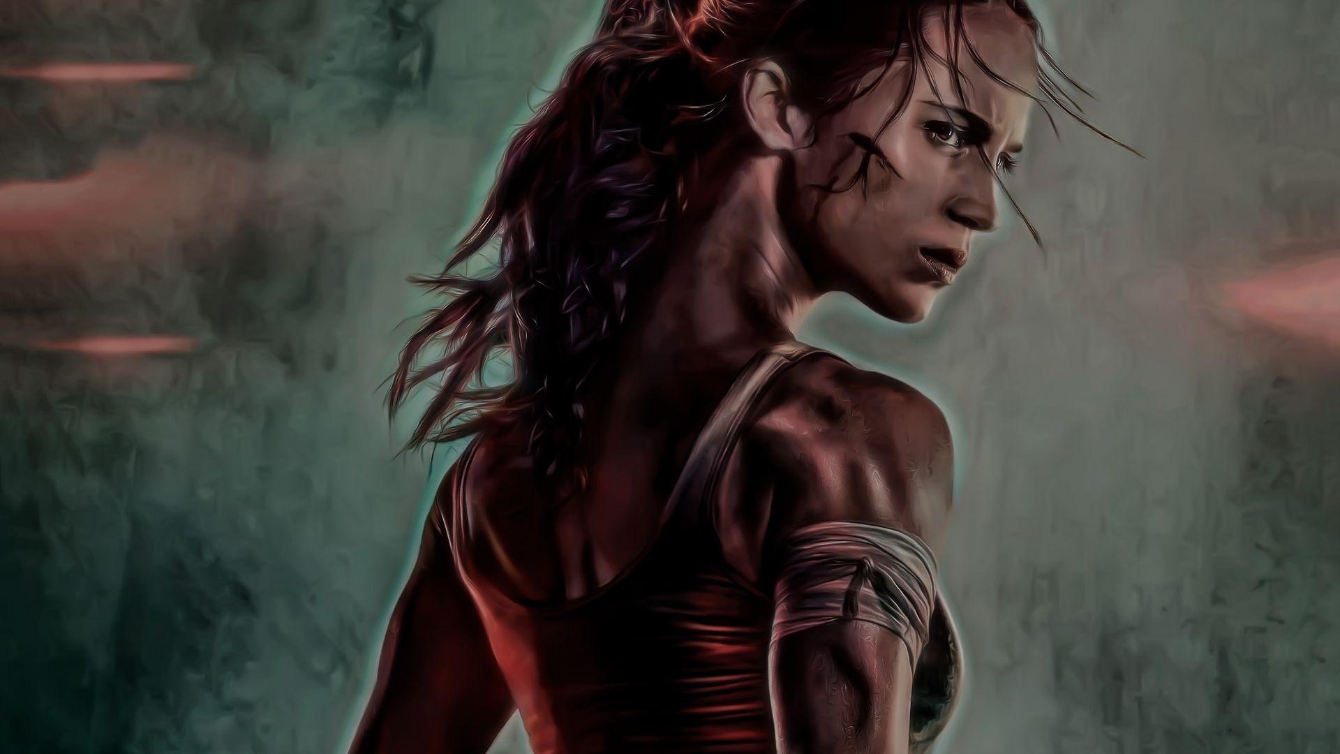 Tomb Raider, Alicia Vikander, Laptop, Filmkunst, Abenteuer, 1920x1080 Full HD Desktop