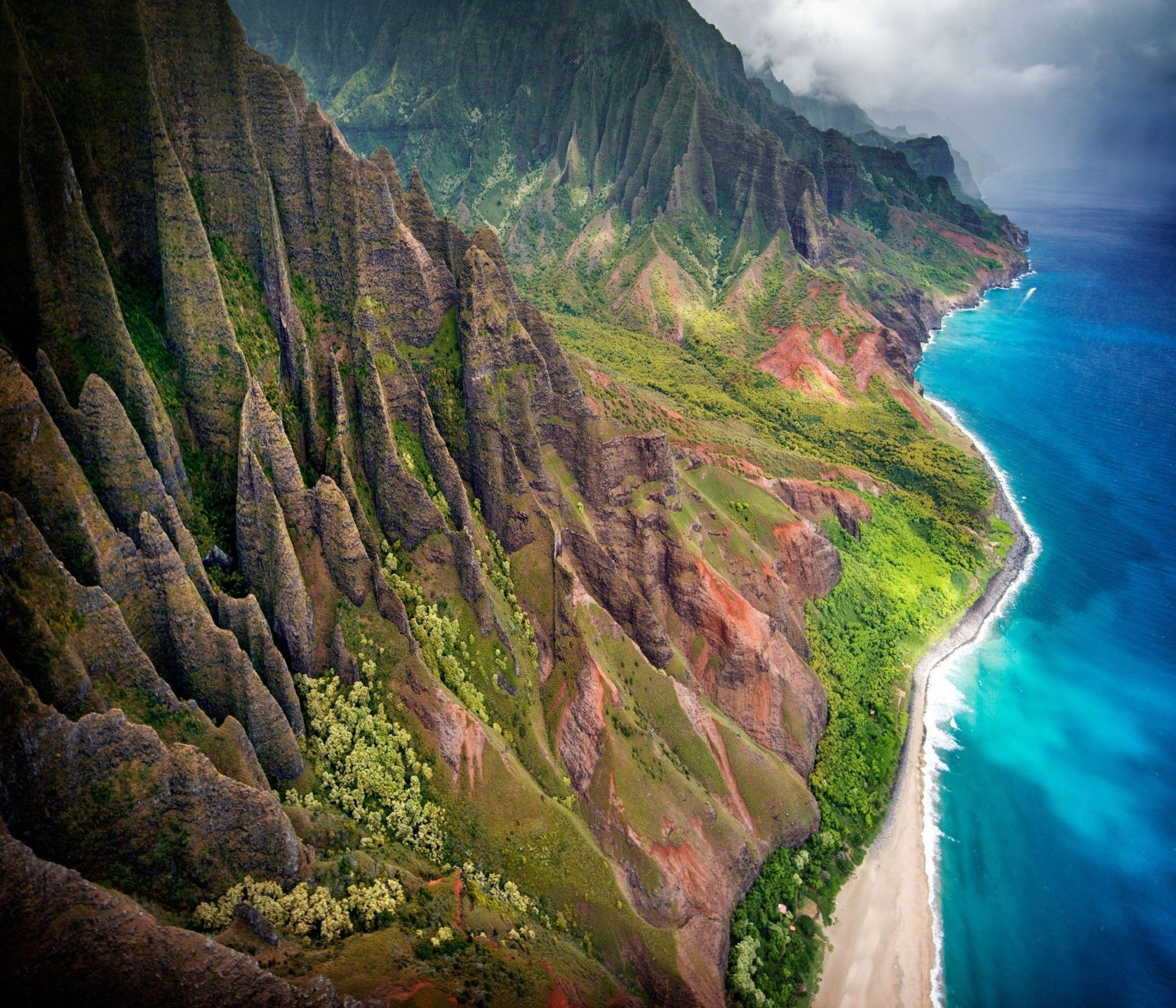 Kauai, Strand, Klippe, Meer, Naturwunder, 2500x2150 HD Desktop