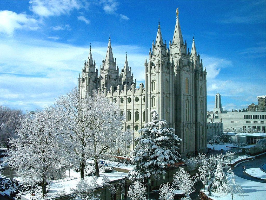 Salt Lake Tempel, Winter, Utah, Reisen, Tempel, 1030x770 HD Desktop