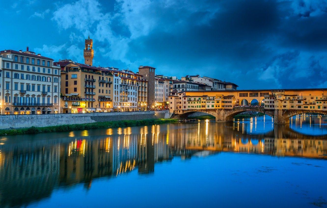 Ponte Vecchio, Italien, Brücke, Fluss, Gebäude, 1340x850 HD Desktop