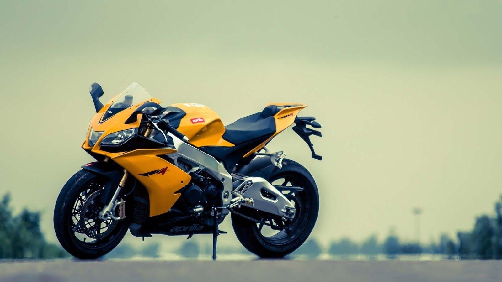 Orange Aprilia, Motorrad, Hintergrund, Geschwindigkeit, Racing, 1600x900 HD Desktop