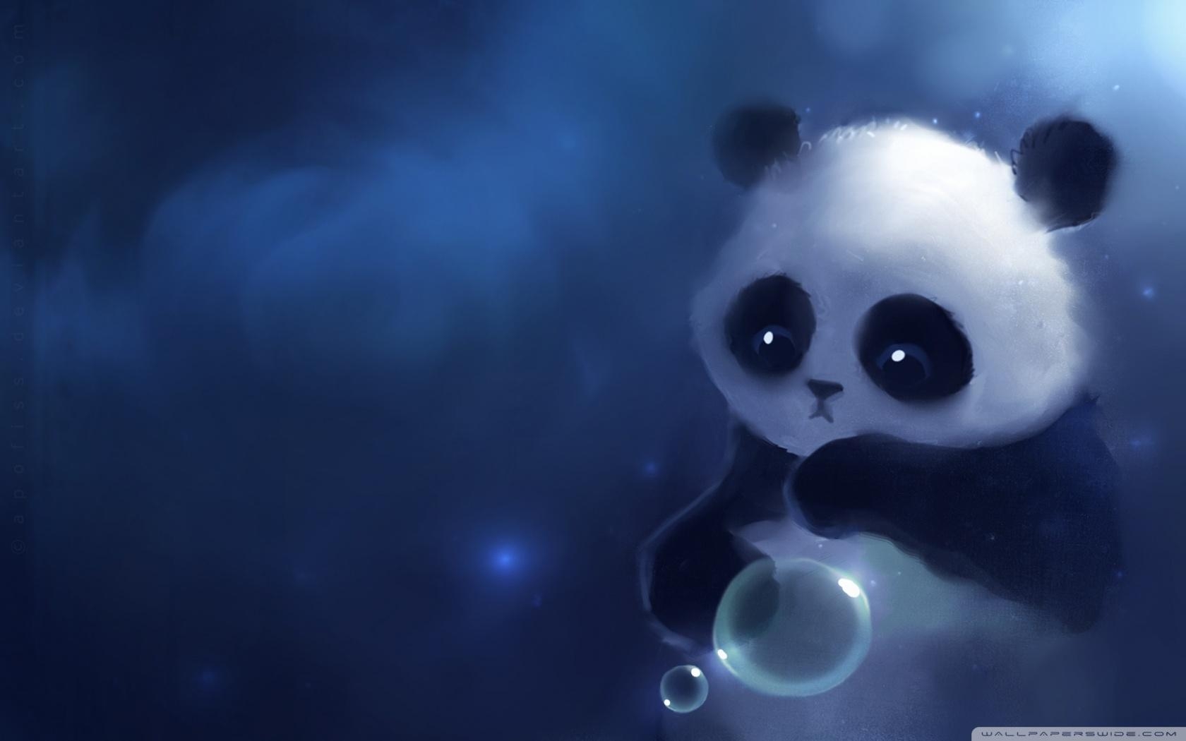 Trauriger Panda, Malerei, 4K, HD, Hintergrund, 1680x1050 HD Desktop