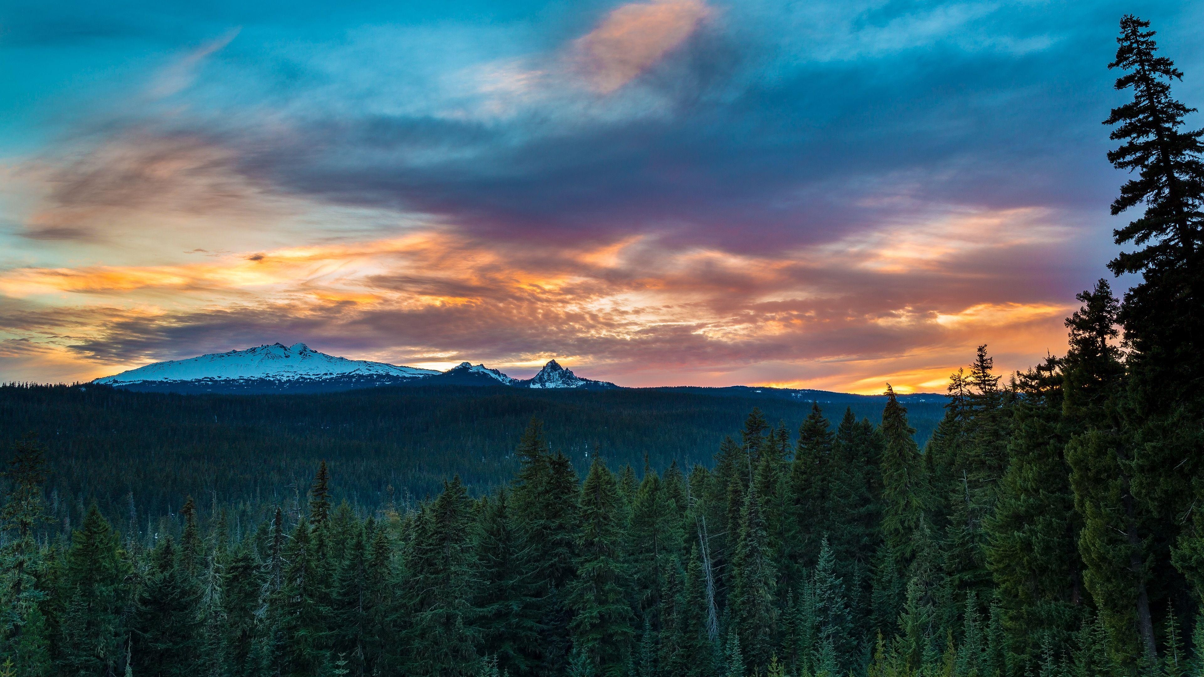 Diamond Peak, Sonnenuntergang, Oregon, 4K, USA, 3840x2160 4K Desktop