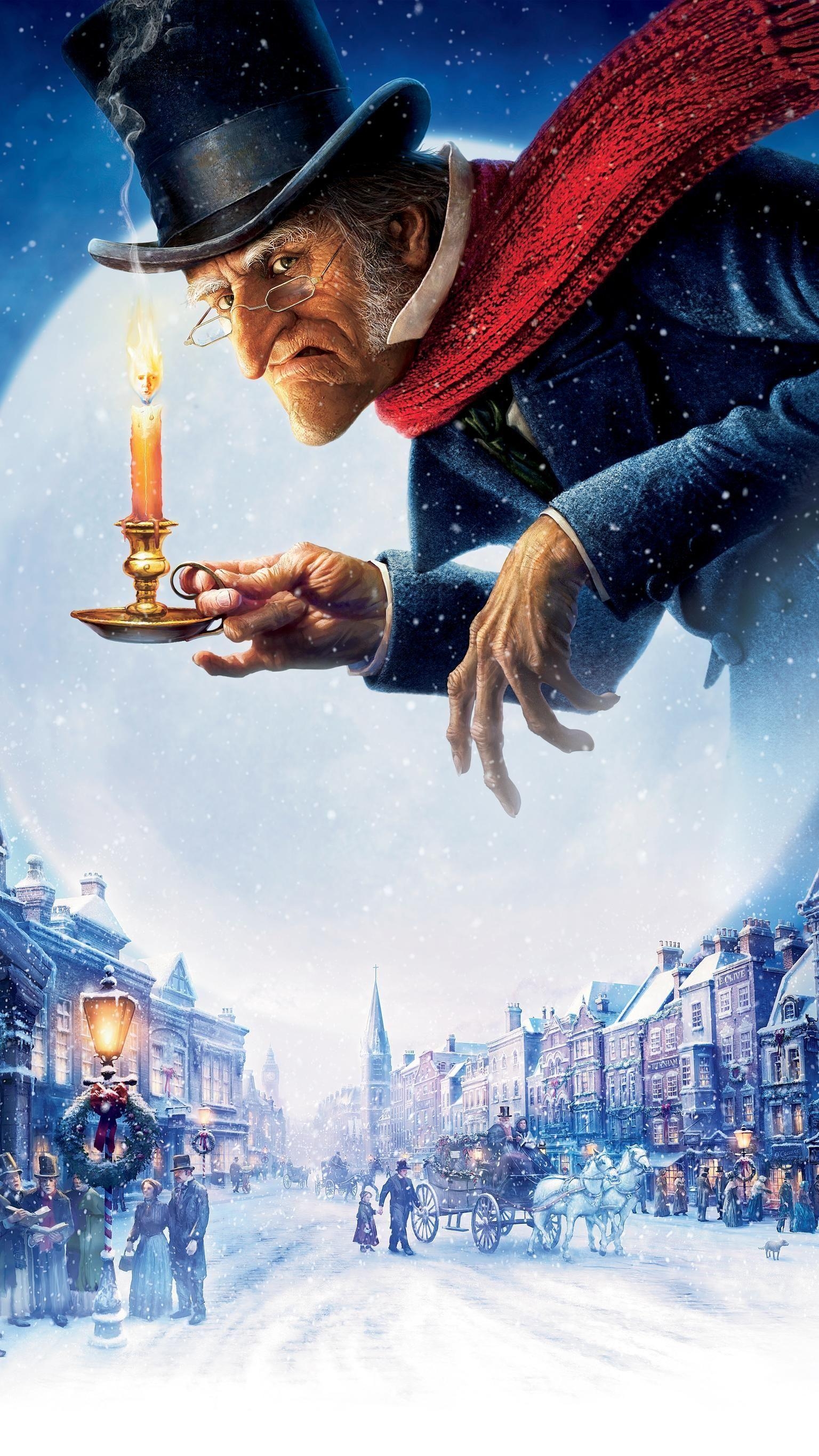 Disney, Weihnachtsgeschichte, 2009, Animationsfilm, Ebenezer Scrooge, 1540x2740 HD Handy