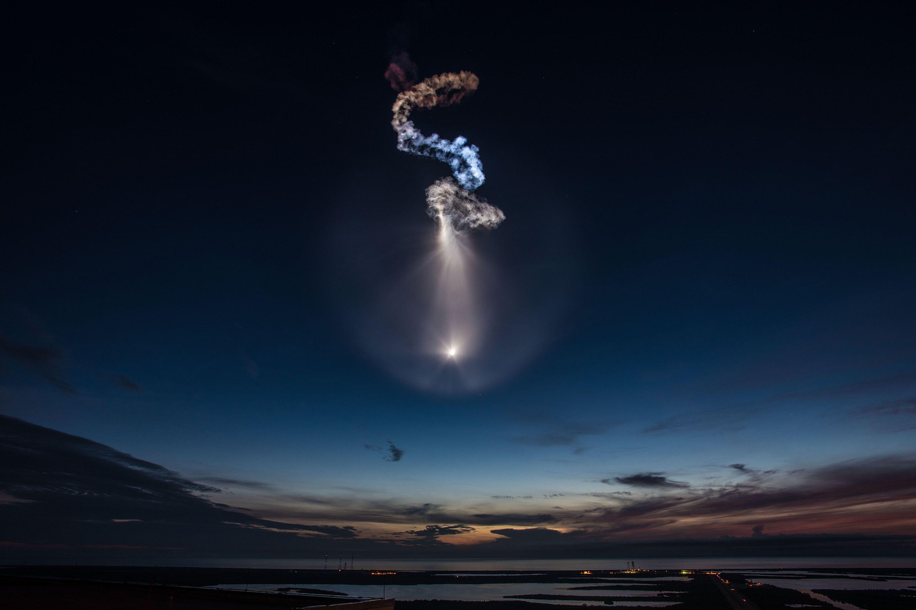 SpaceX, Raketenfotografie, Nacht, HD, Bild, 3000x2000 HD Desktop