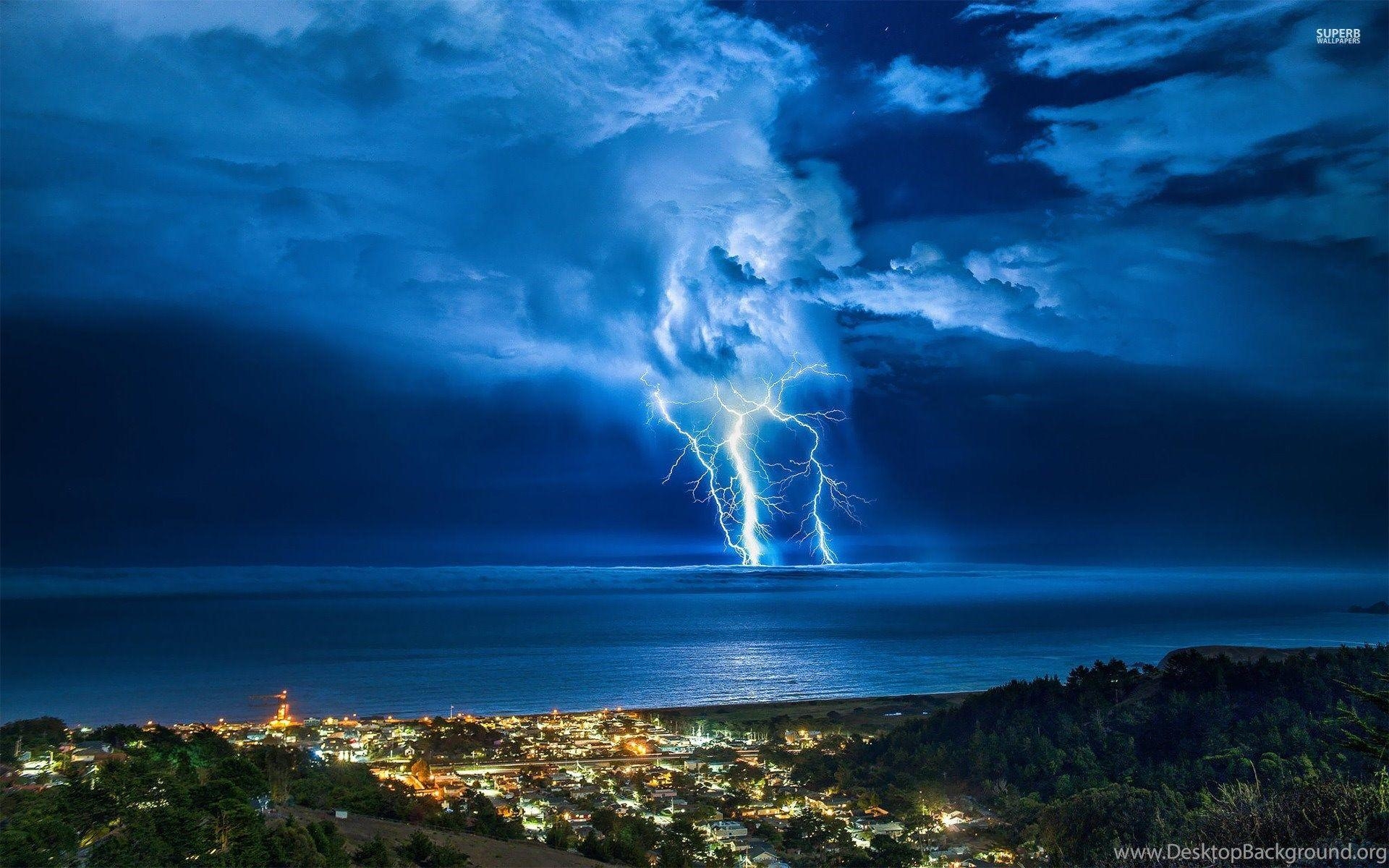 Gewitter, Küstenstadt, Natur, Hintergrund, Himmel, 1920x1200 HD Desktop