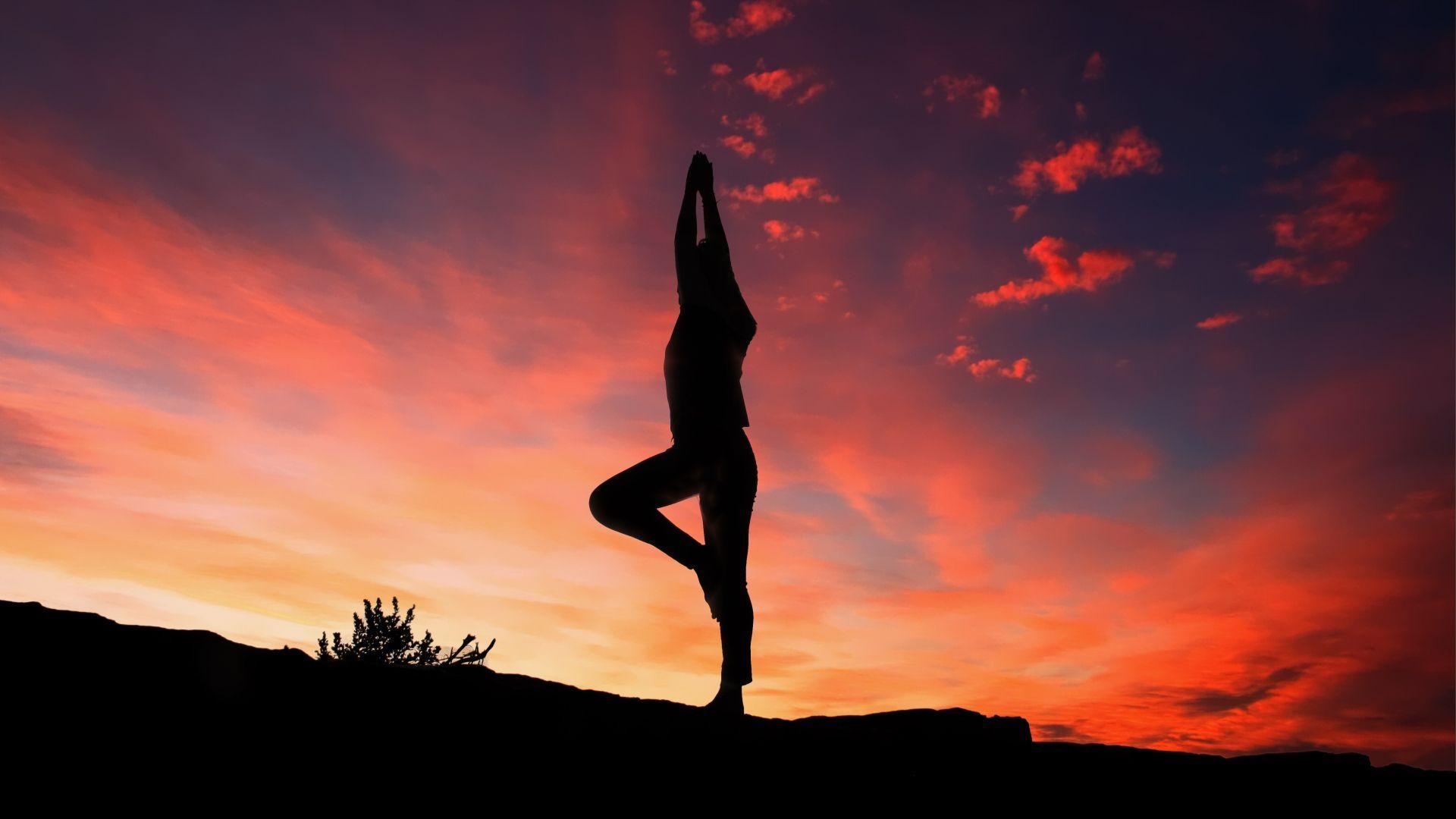 Yoga, Übung, Sonnenuntergang, Schatten, Ruhe, 1920x1080 Full HD Desktop