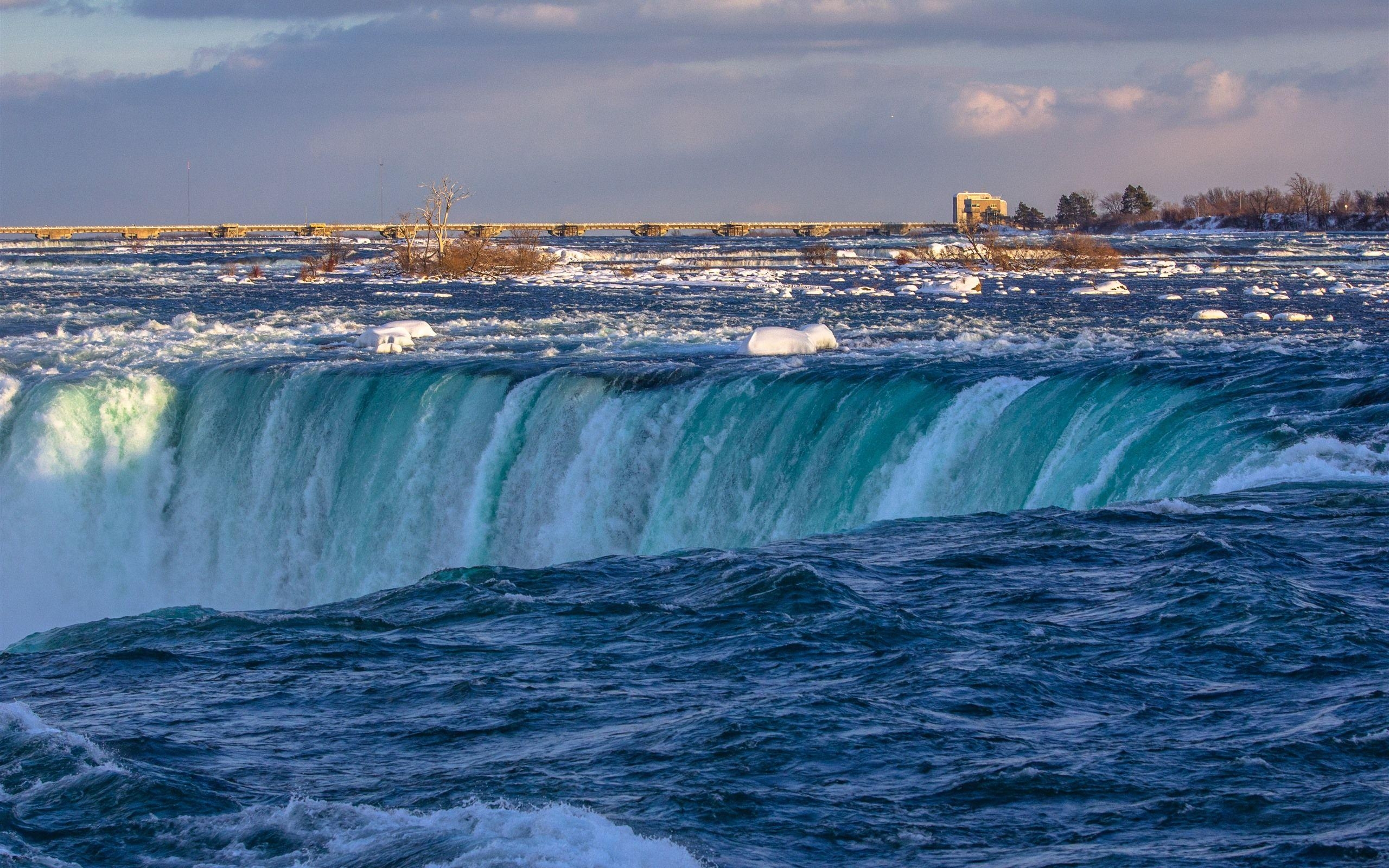 Niagara Fälle, Kanada, Schnee, Brücke, Winter, 2560x1600 HD Desktop