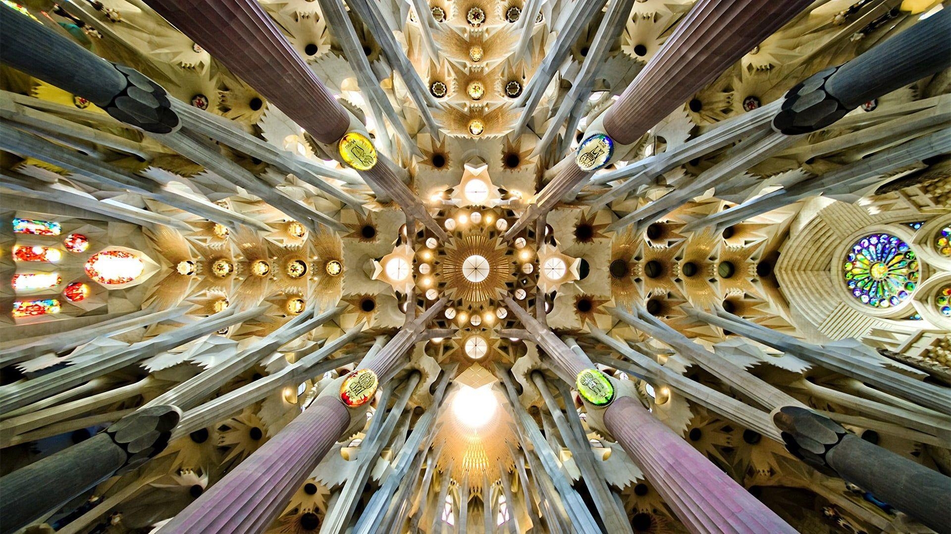 Sagrada Familia, Weißes Deckengewölbe, Architektur, Kirche, Kunst, 1920x1080 Full HD Desktop