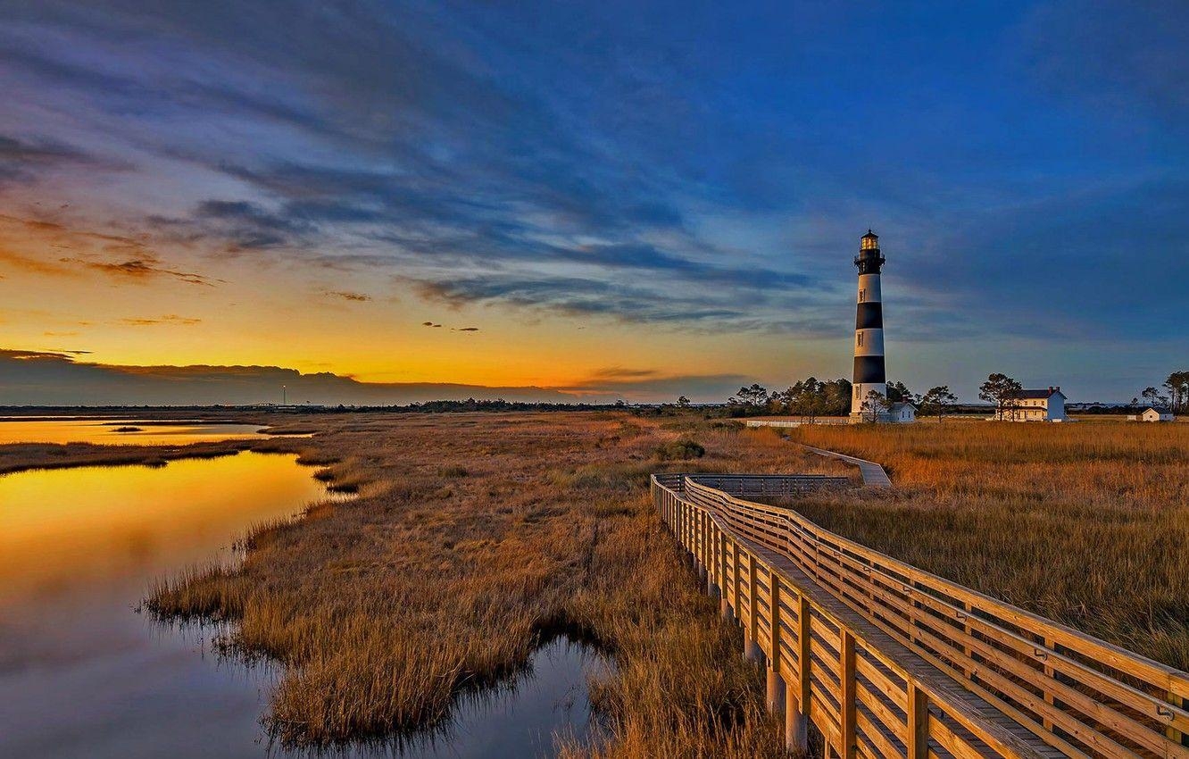 Wolken, Leuchtturm, Insel, Nordamerika, Himmel, 1340x850 HD Desktop