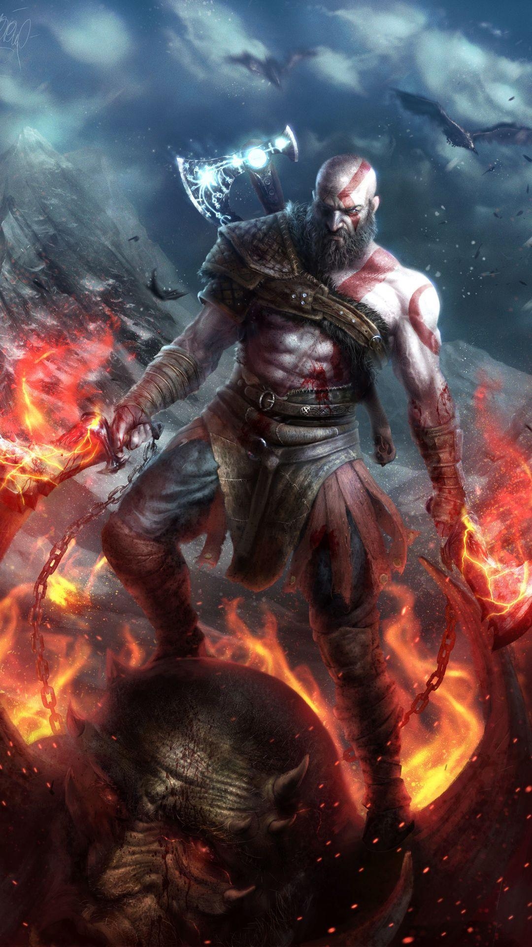 Hintergrund, Kratos, God of War, Serie, Abenteuer, 1080x1920 Full HD Handy