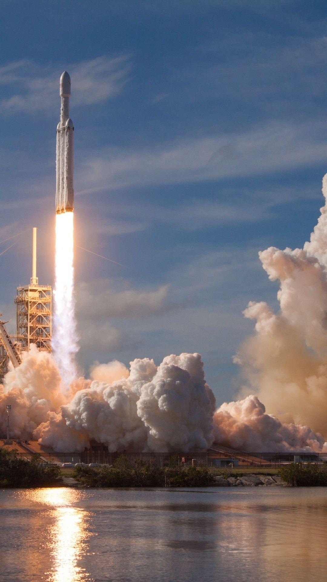 SpaceX, Falcon Heavy, Raketenabhebung, Weltraum, Download, 1080x1920 Full HD Handy