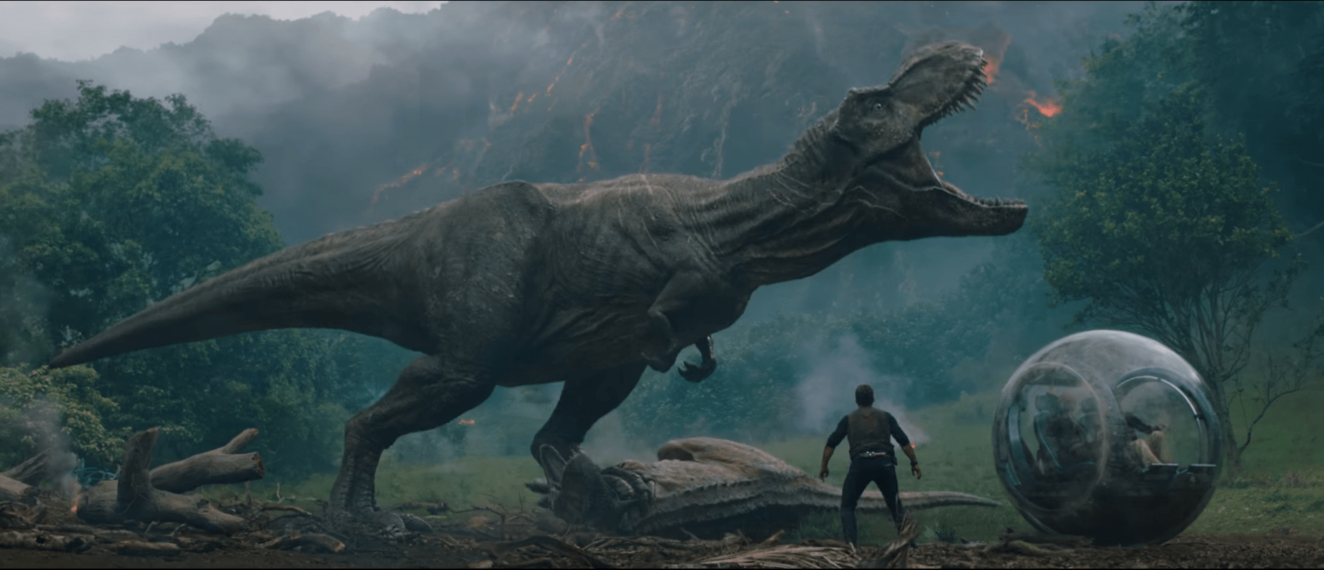 T Rex, Jurassic World, Dinosaurier, Kino, Abenteuer, 1880x810 Dual Screen Desktop