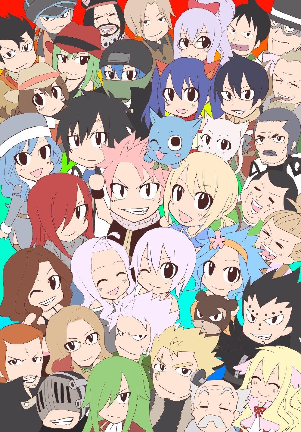 Chibi Fairy Tail, Leinwand Poster, Seide Stoff, Zuhause Deko, 1000x1440 HD Handy