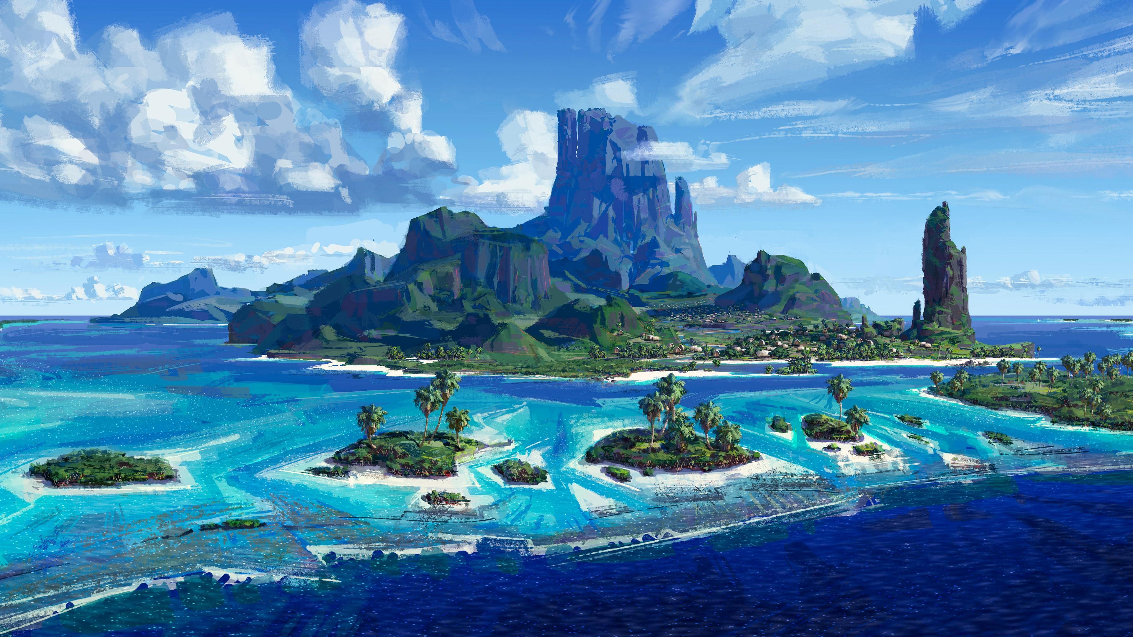 Moana Insel, HD Künstlerbild, Südsee, 4K Foto, Disney-Thema, 3840x2160 4K Desktop