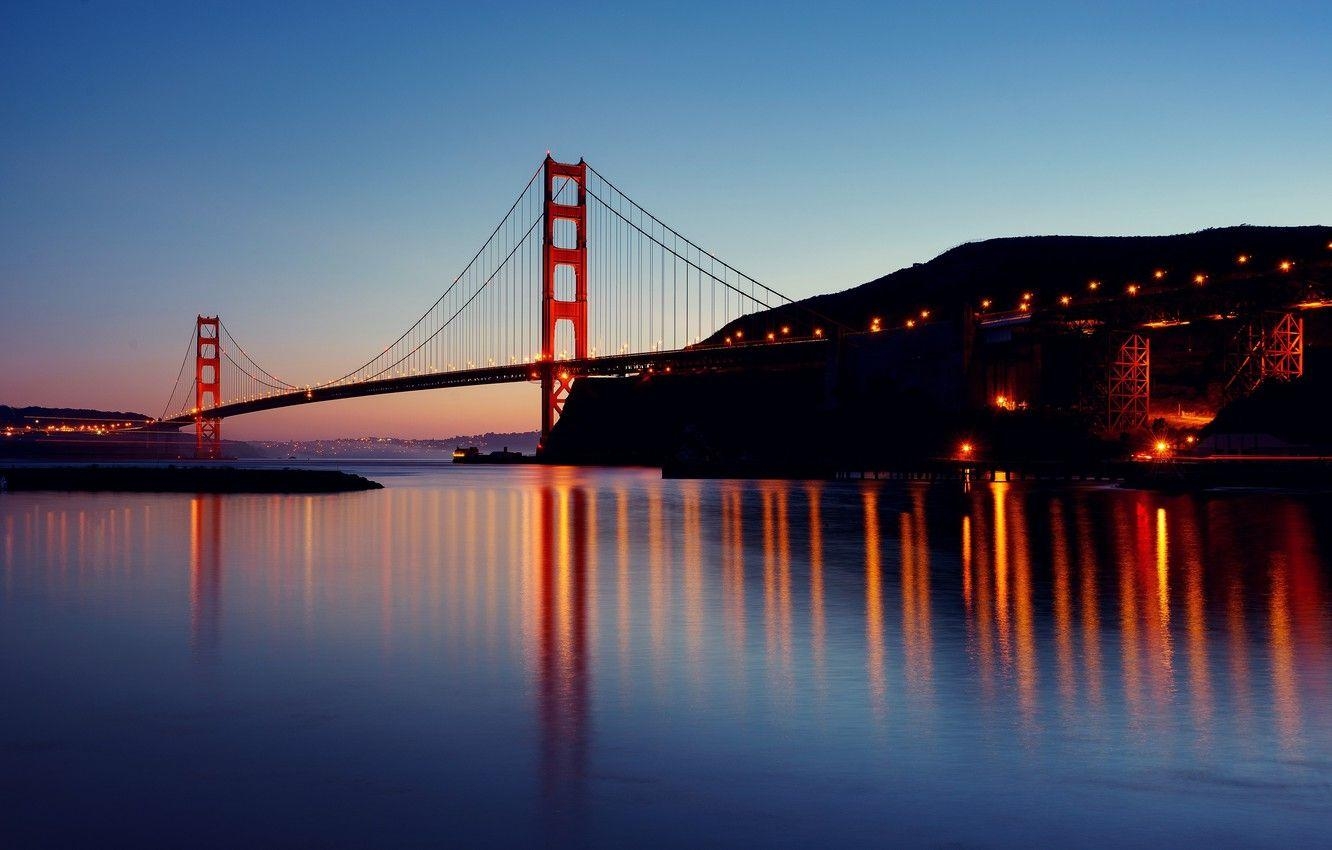 Lichter, Golden Gate, Abend, Kalifornien, San Francisco, 1340x850 HD Desktop