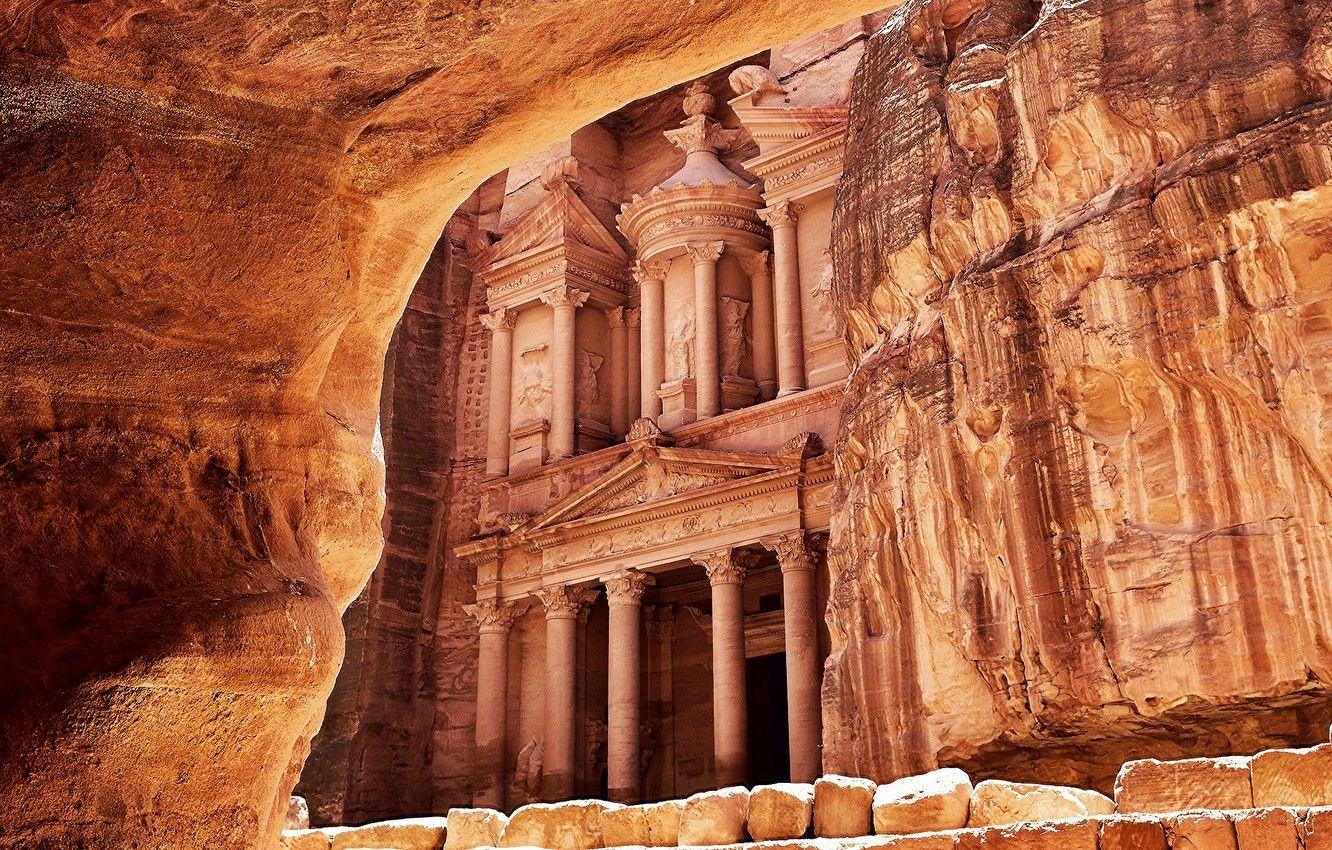 Petra, Jordanien, antik, Wüste, Landschaft, 1340x850 HD Desktop