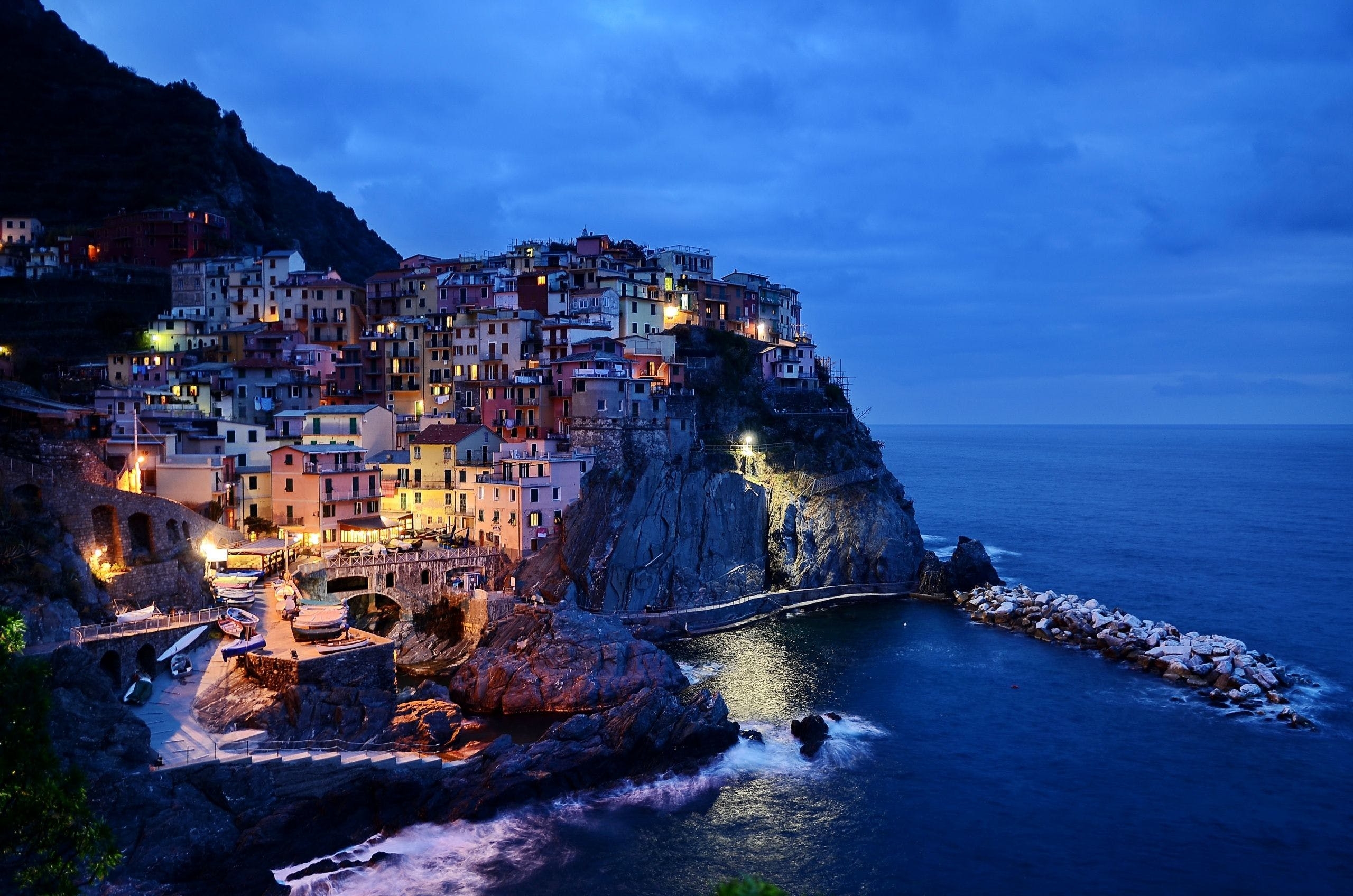 Nacht, Cinque Terre, HD, Italien, Nachtansicht, 2560x1700 HD Desktop