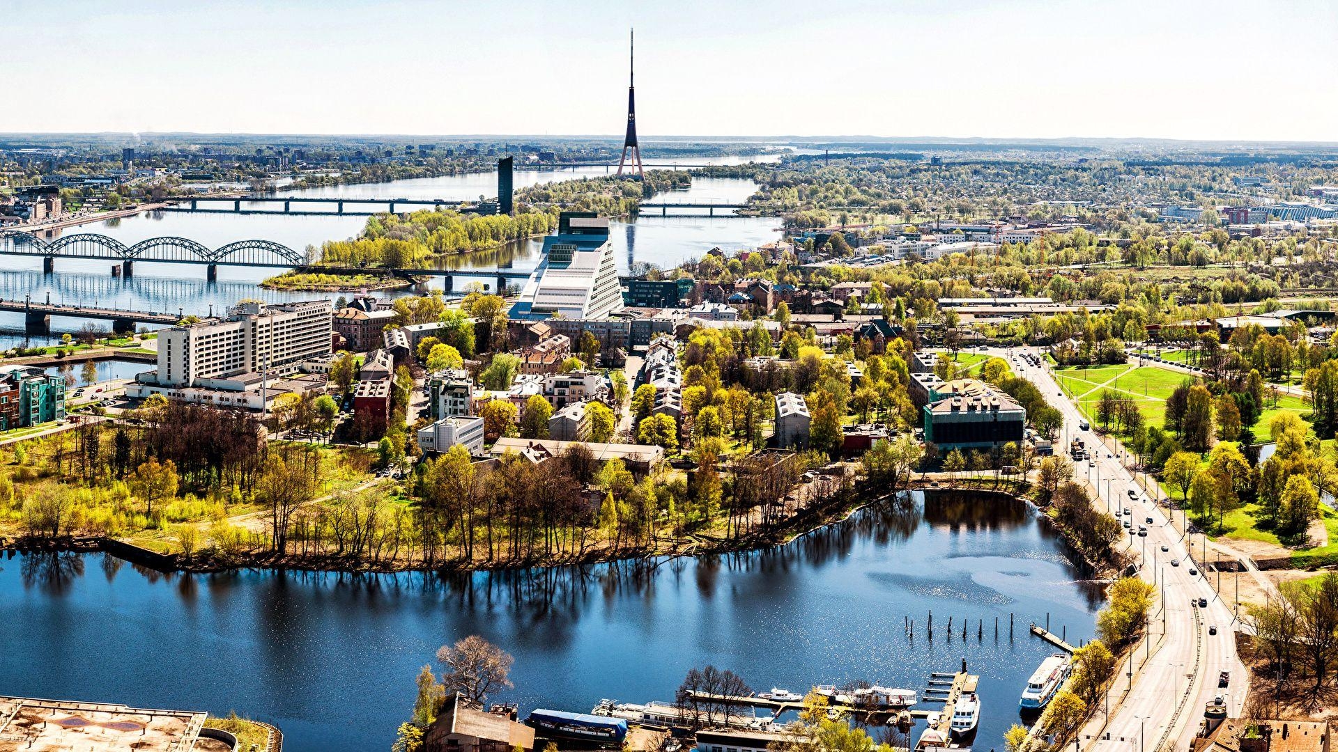 Latvia Riga, Brücke, Flüsse, Städtereise, Architektur, 1920x1080 Full HD Desktop