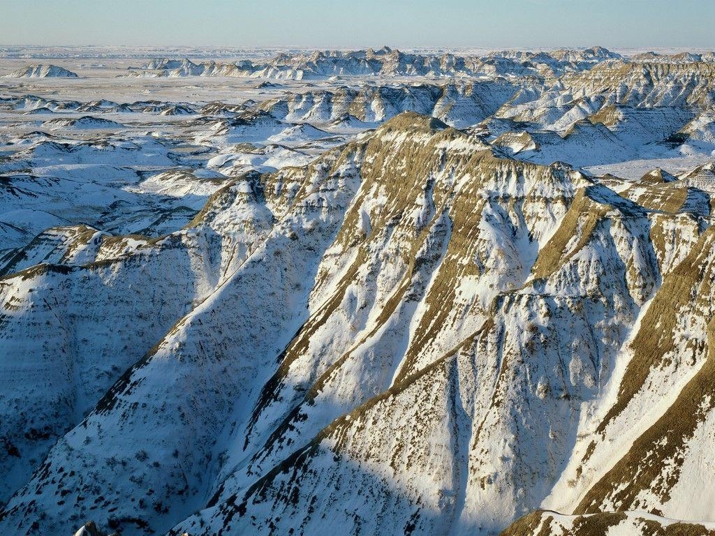 Badlands, Winter, South Dakota, Natur, Landschaft, 1030x770 HD Desktop