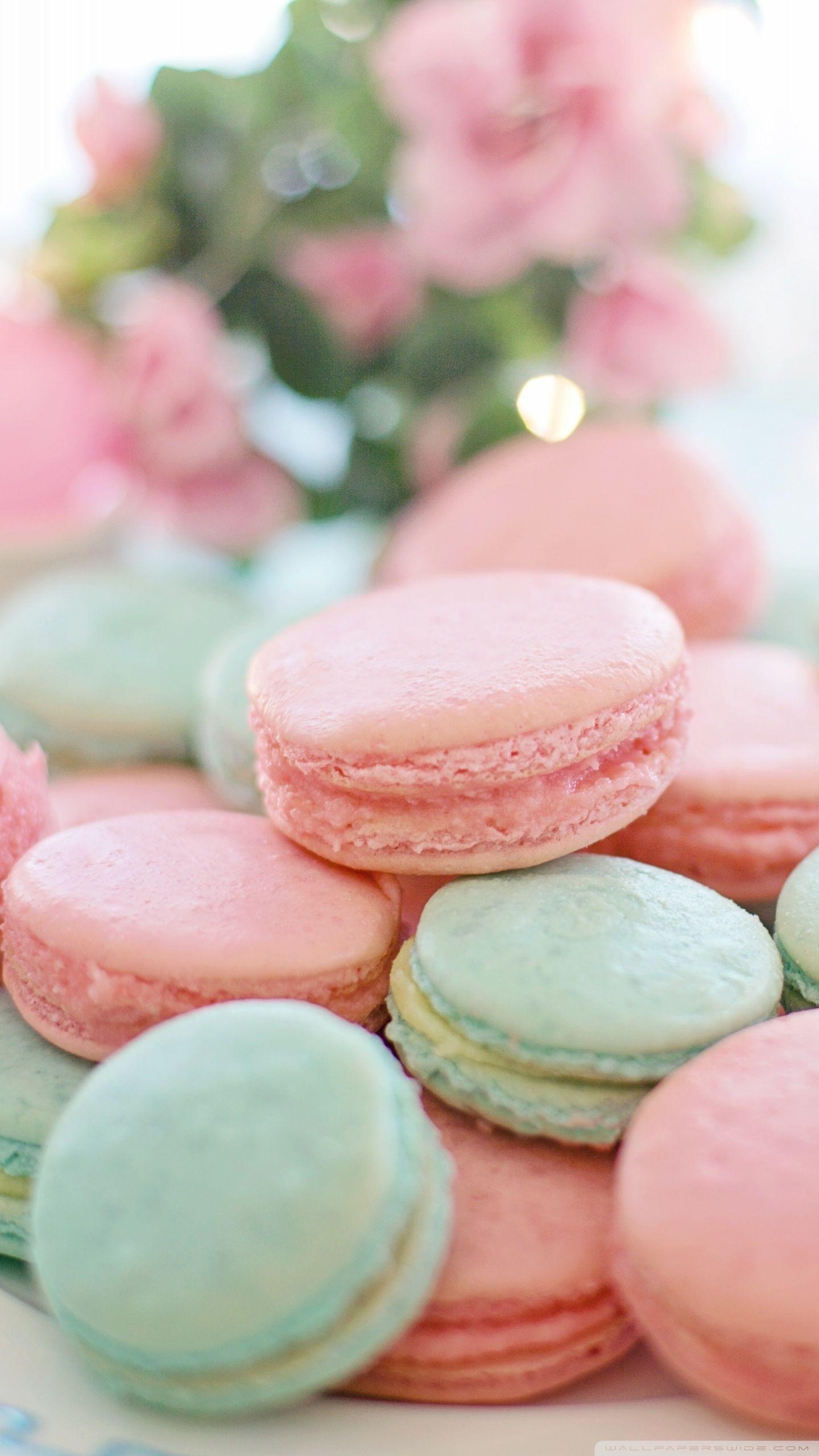 Pastell-Macarons, Ästhetik, Ultra HD, Süßigkeiten, Hintergrund, 1440x2560 HD Handy