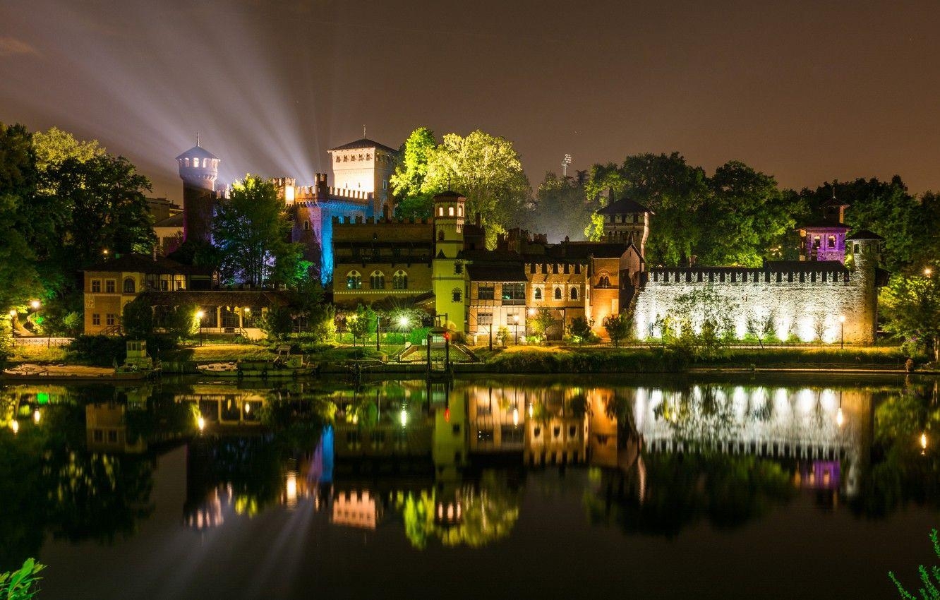 Turin, Nacht, Fluss, Foto, Stadt, 1340x850 HD Desktop