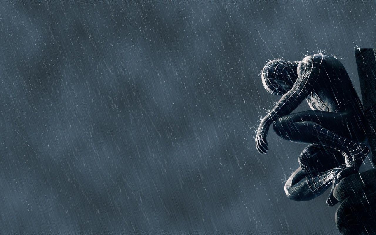 Spider-Man Film, Schwarz, Superheld, Kunst, Untertitel, 1280x800 HD Desktop