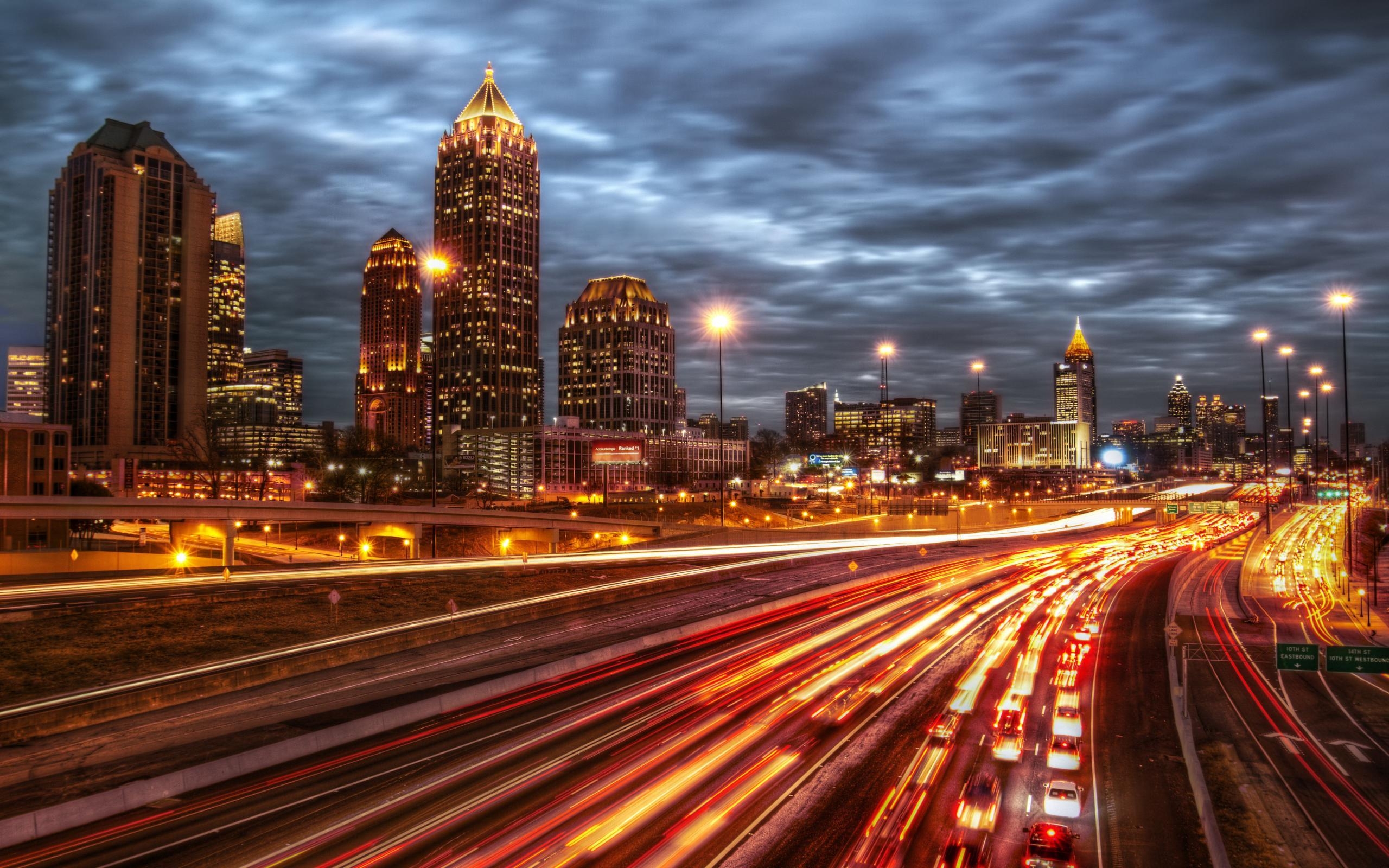 Atlanta, Stadt, Nacht, Blick, Reise, 2560x1600 HD Desktop