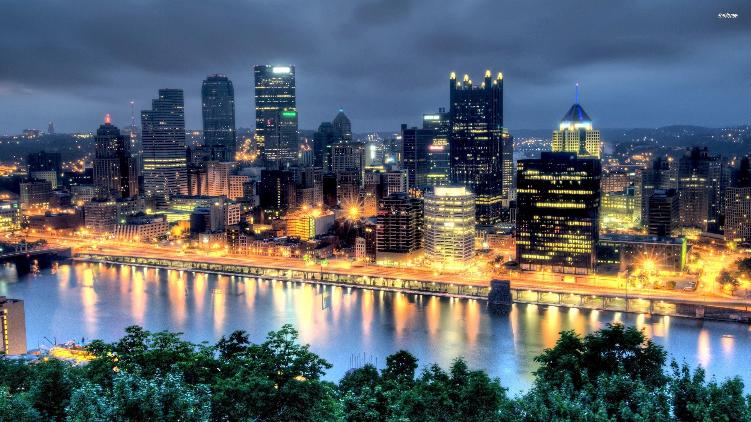 Pittsburgh, Hintergrund, Skyline, Nacht, Städte, 2560x1440 HD Desktop