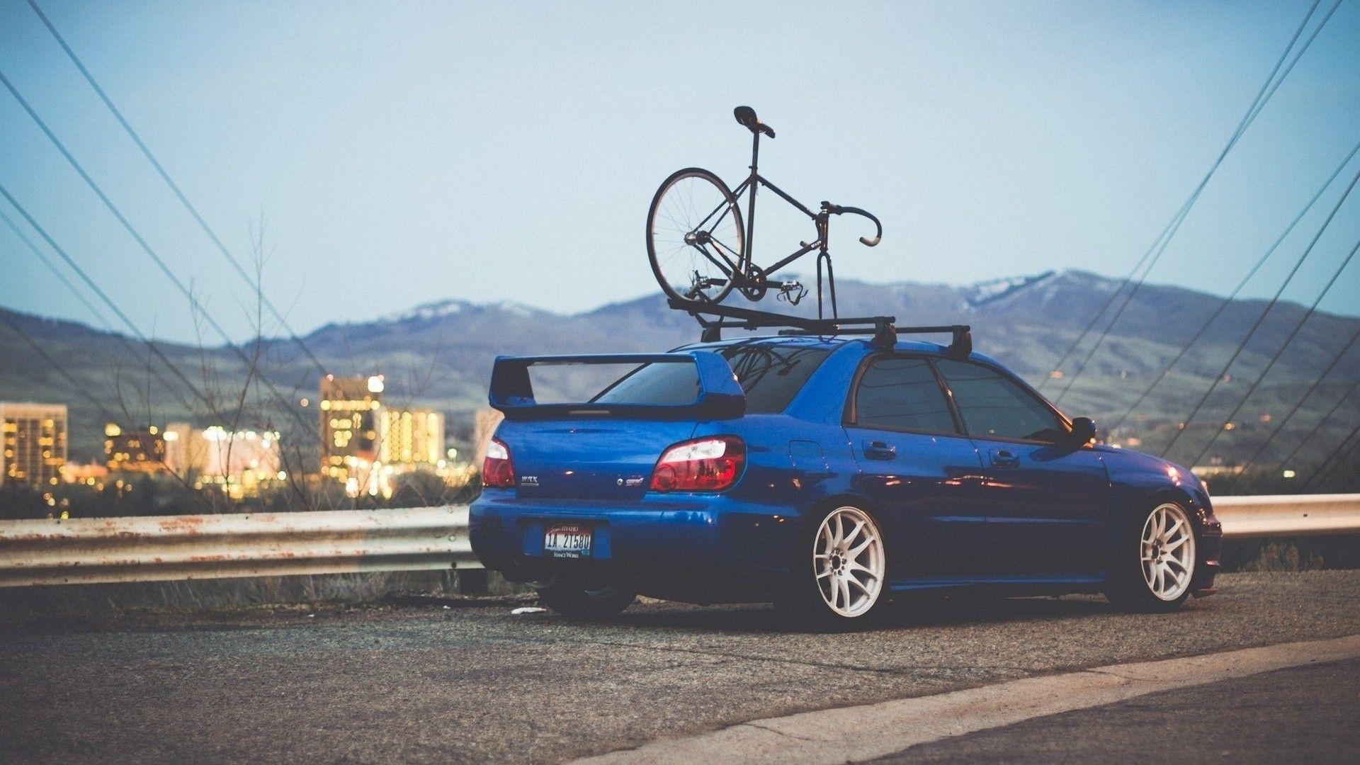 Subaru, Auto, Blau, Fahrrad, 1080p, 1920x1080 Full HD Desktop