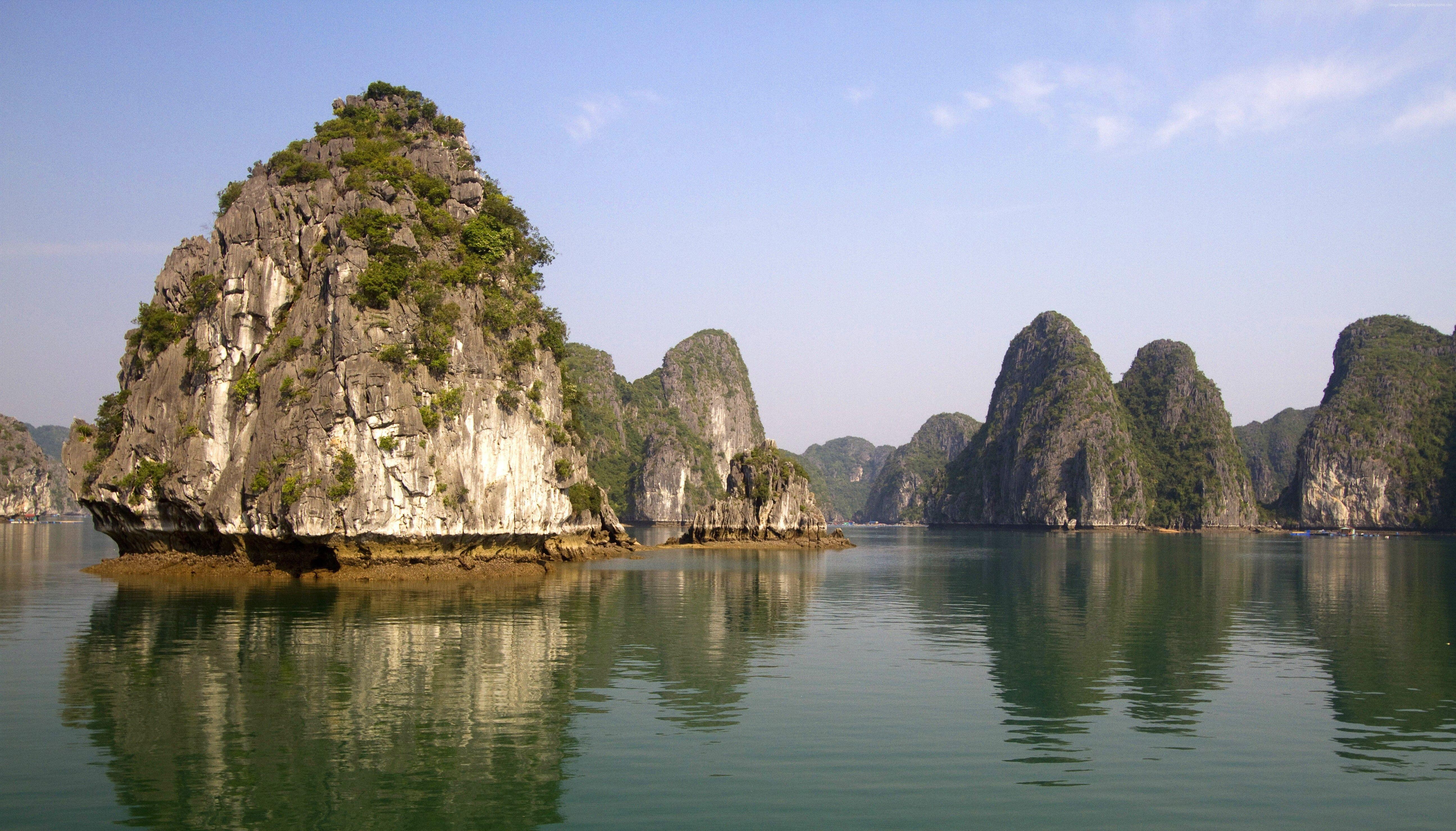 Halong Bucht, Vietnam, Kreuzfahrten, Berge, Fluss, 5190x2960 4K Desktop