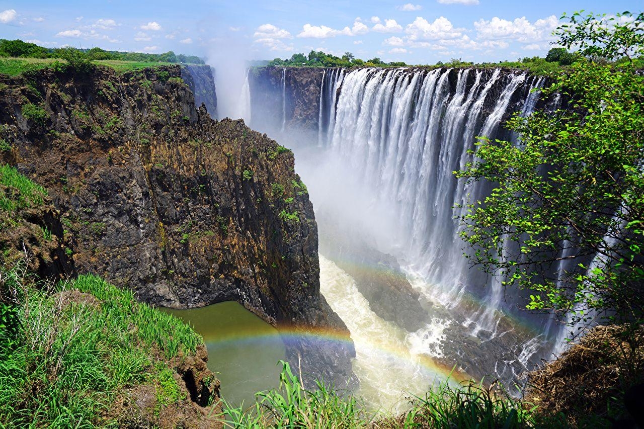 Regenbogen, Victoriafälle, Sambia, Natur, Schluchten, 1280x860 HD Desktop