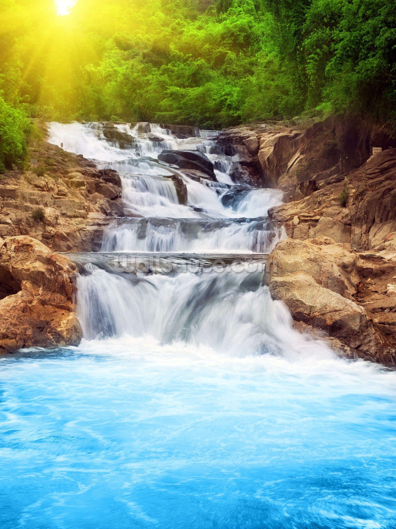 Schöner Wasserfall, lebhaft, Hintergrund, Wandgemälde, Farben, 1600x2140 HD Handy