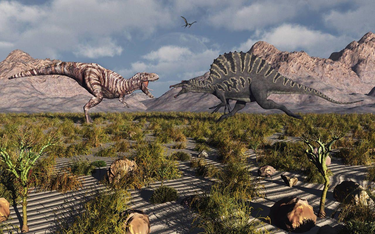 Spinosaurus, T-Rex, Dinosaurier, prähistorisch, Giganten, 1280x800 HD Desktop