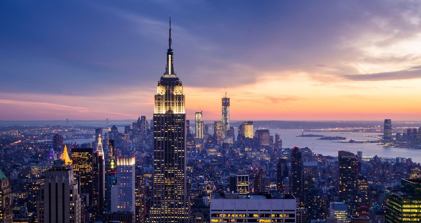 Empire State Building, Hintergrund, New York, Skyscraper, 1600x850 HD Desktop