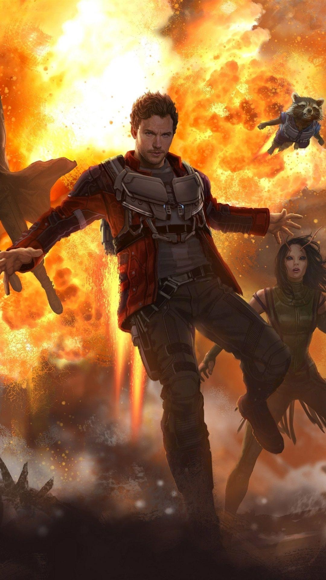 Guardians of the Galaxy, Marvel, Kunst, Bild, Film, 1080x1920 Full HD Handy