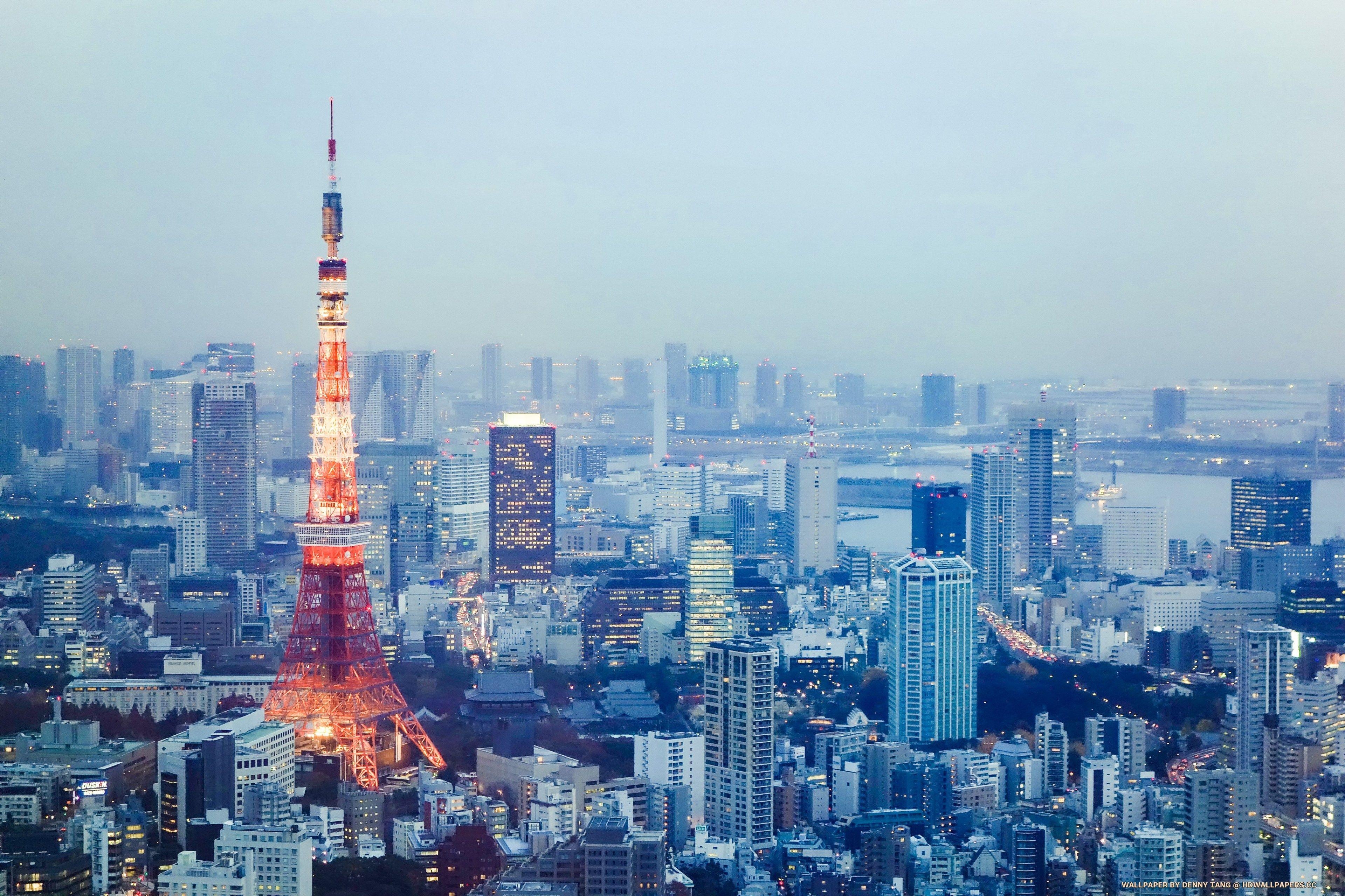 Tokio Tower, Dämmerung, Japan, Architektur, Reise, 3840x2560 4K Desktop