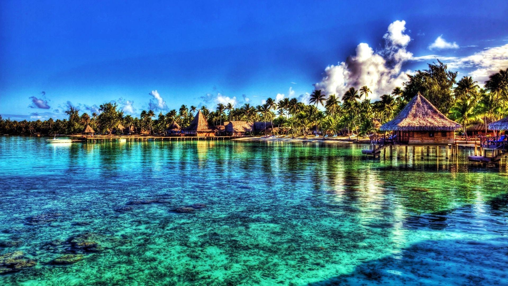 Hotel, Strand, Tahiti, Aufenthalt, Reise, 1920x1080 Full HD Desktop