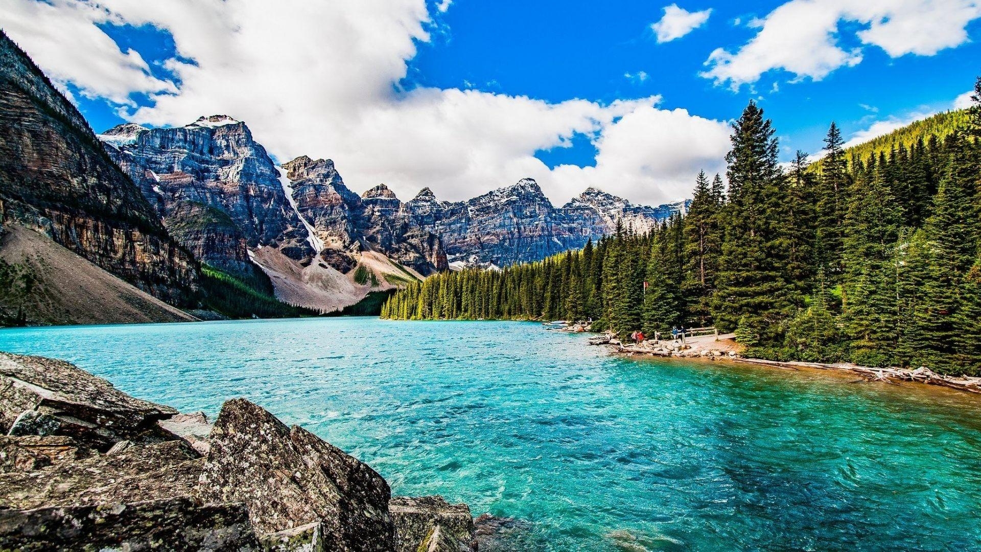 Lake Louise, Blauer Himmel, Kanada, Natur, Bergsee, 1920x1080 Full HD Desktop