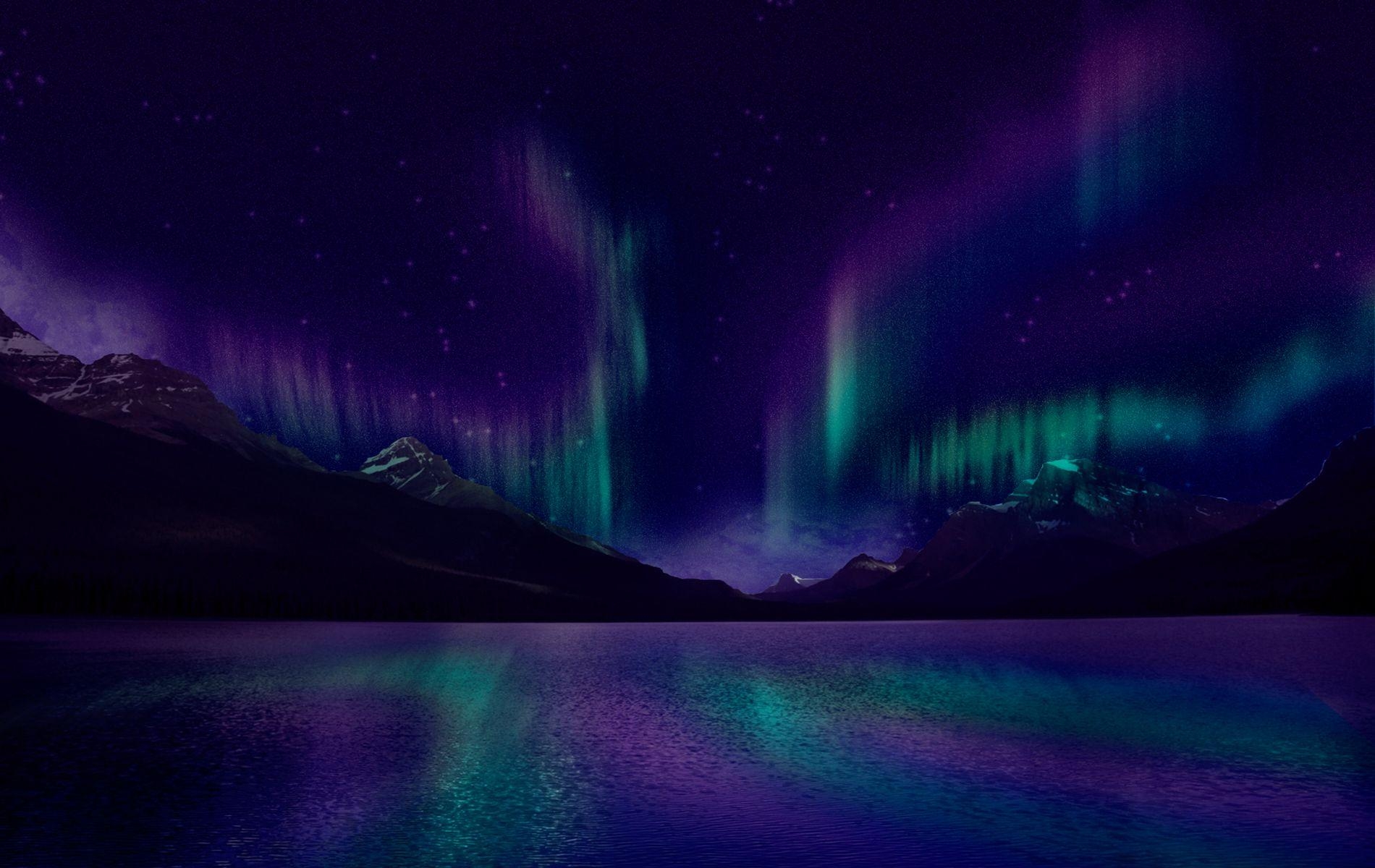 Blau Lila, Aurora Borealis, HD, Bild, Nachthimmel, 1900x1200 HD Desktop