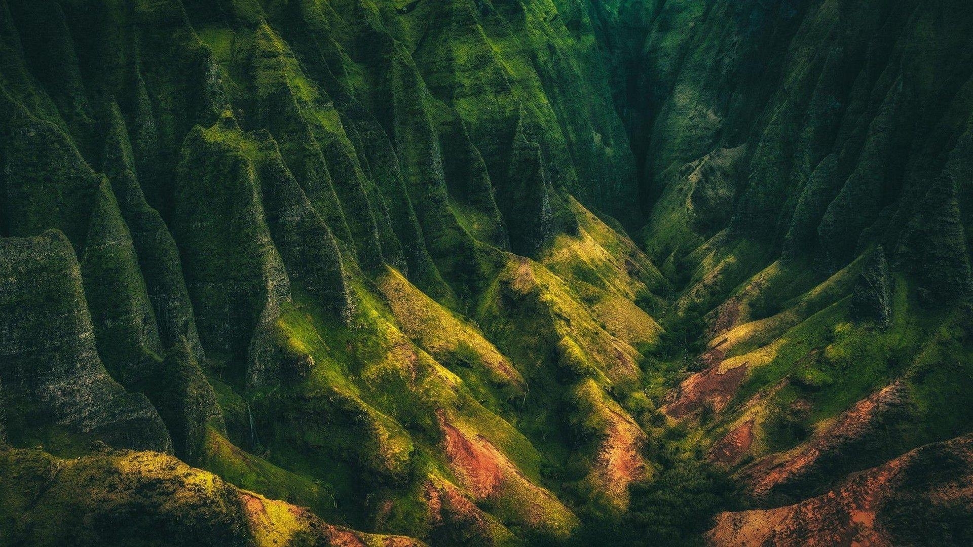 Natur Landschaft, Gebirge, Tal, Sträucher, Kauai, 1920x1080 Full HD Desktop