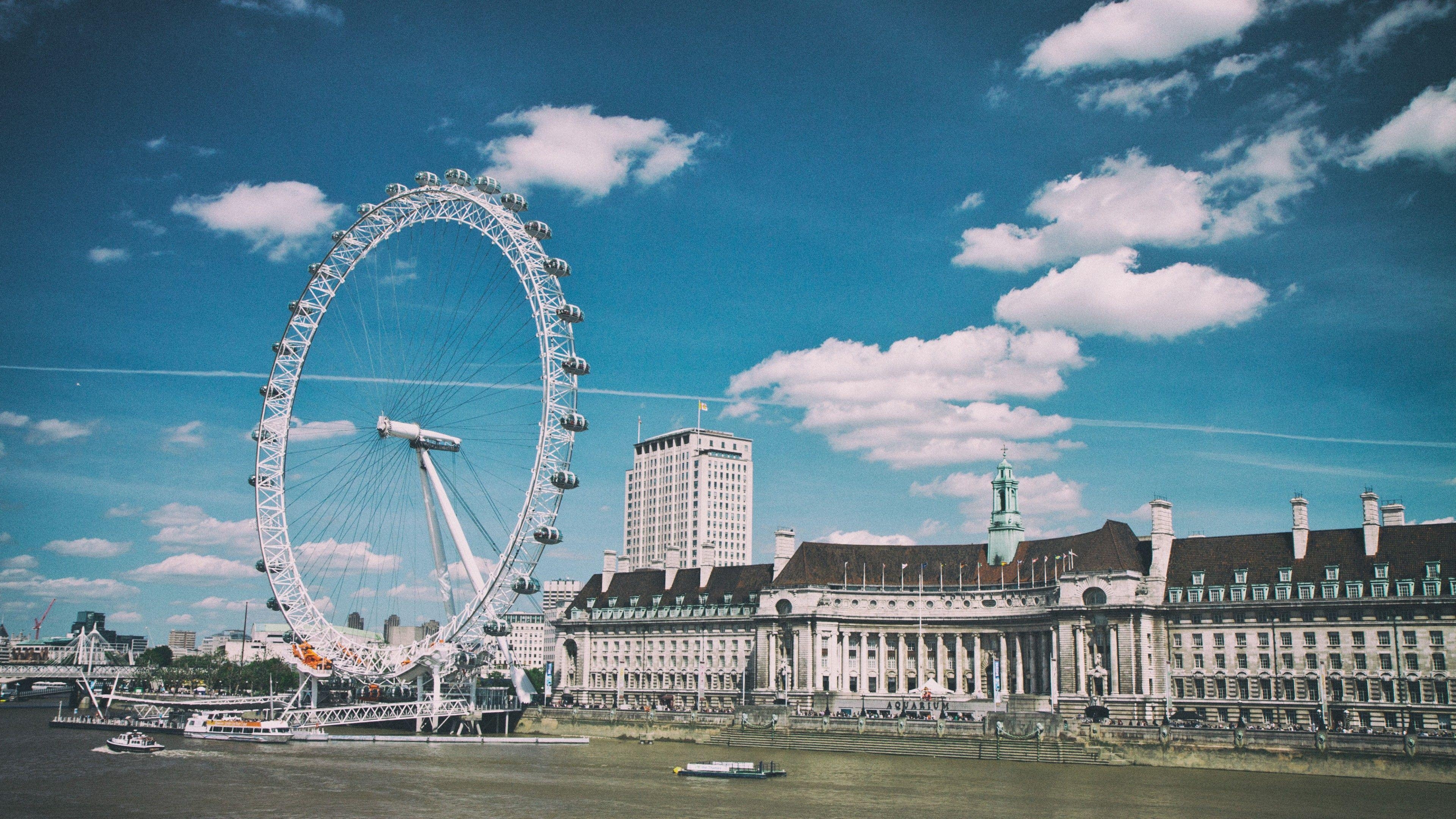 London Eye, Themse, London, England, Architektur, 3840x2160 4K Desktop