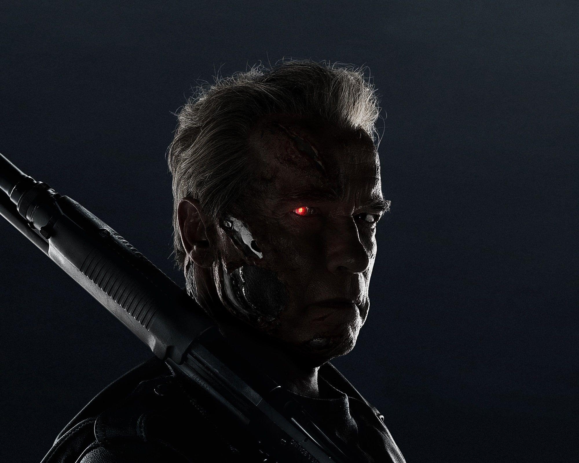 Terminator, Arnold Schwarzenegger, T-800, Rote Augen, Waffe, 2000x1600 HD Desktop